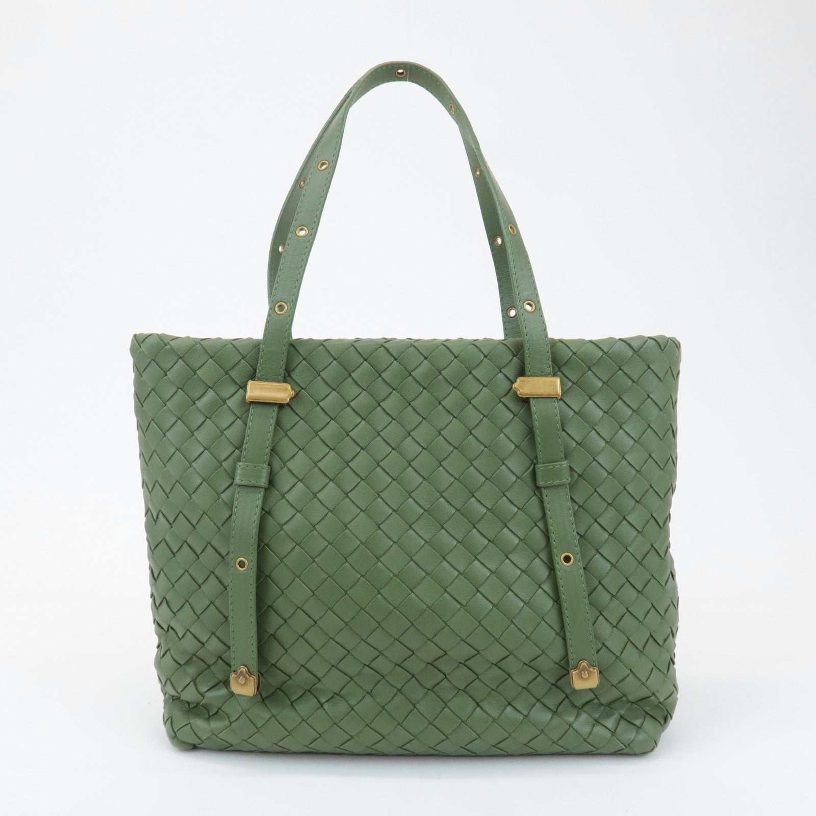 BOTTEGA VENETA Intrecciato Leather Tote Shoulder Bag Green 162937