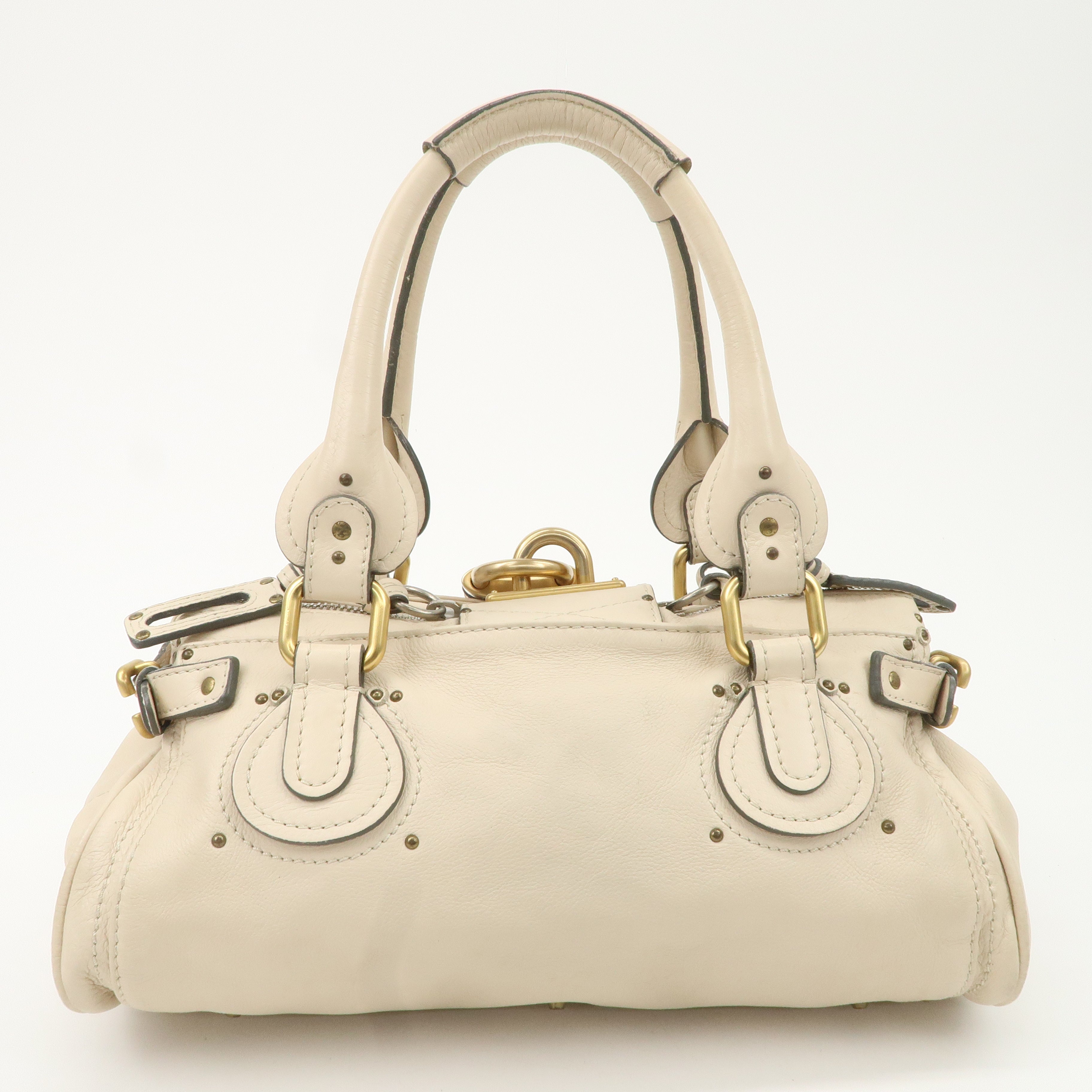 Chloe Paddington Leather Shoulder Bag Hand Bag Ivory Used