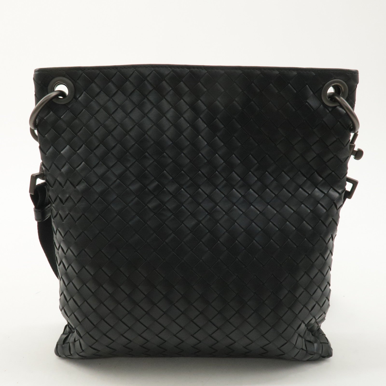 BOTTEGA VENETA Intrecciato Leather Shoulder Bag Black 172736