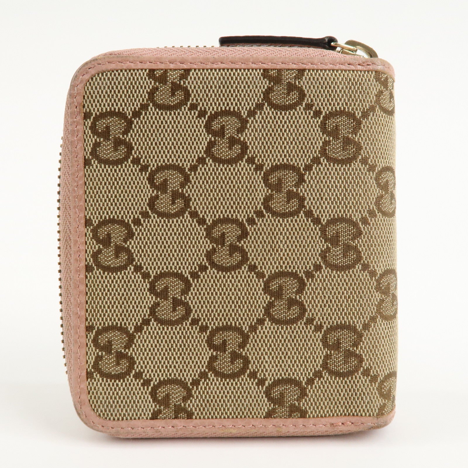 GUCCI GG Canvas Leather Bifold Wallet Beige Pink 346056 Used