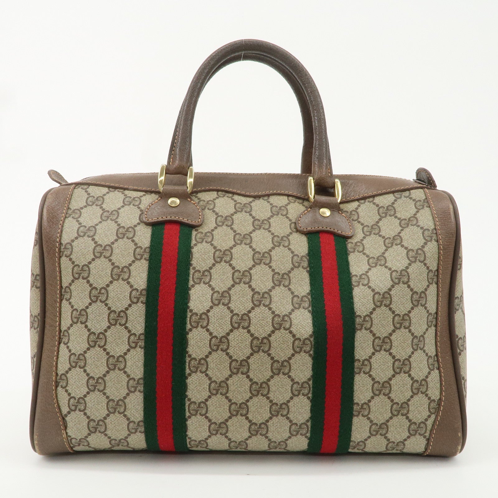 GUCCI Old Gucci Sherry GG Plus Leather Boston Bag 002.98.8 Used