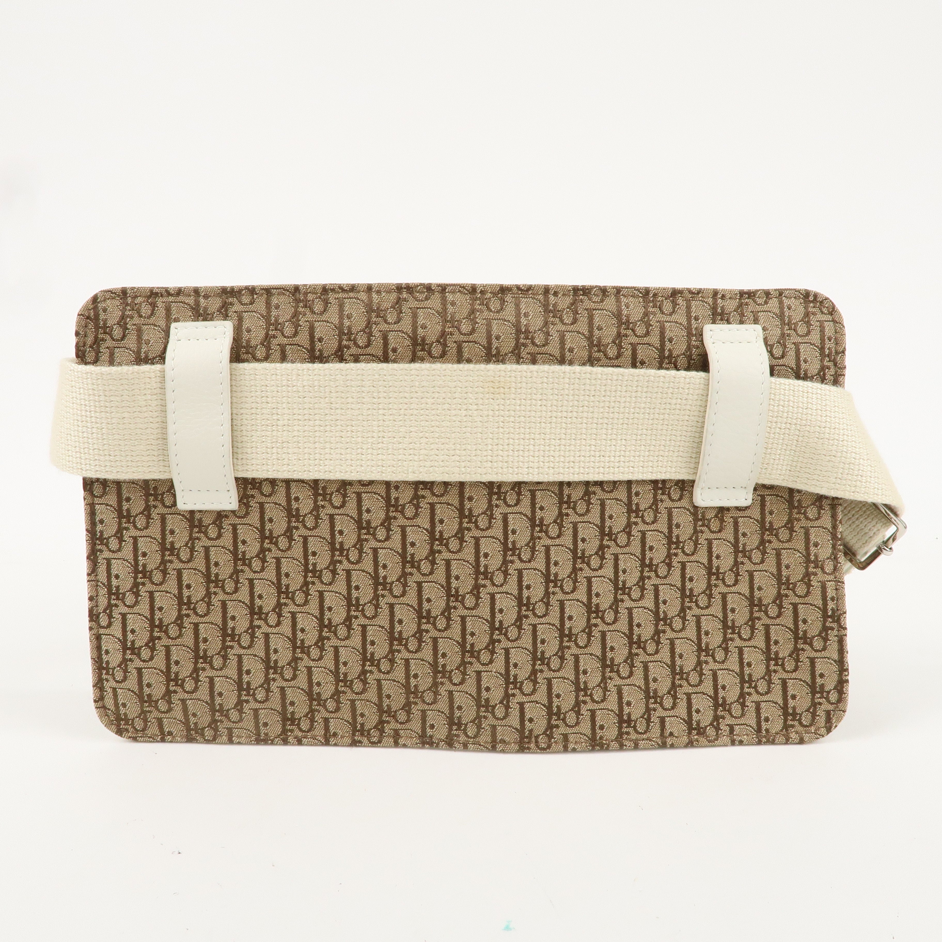 Christian Dior Trotter Canvas Leather Waist Bag Brown Ivory