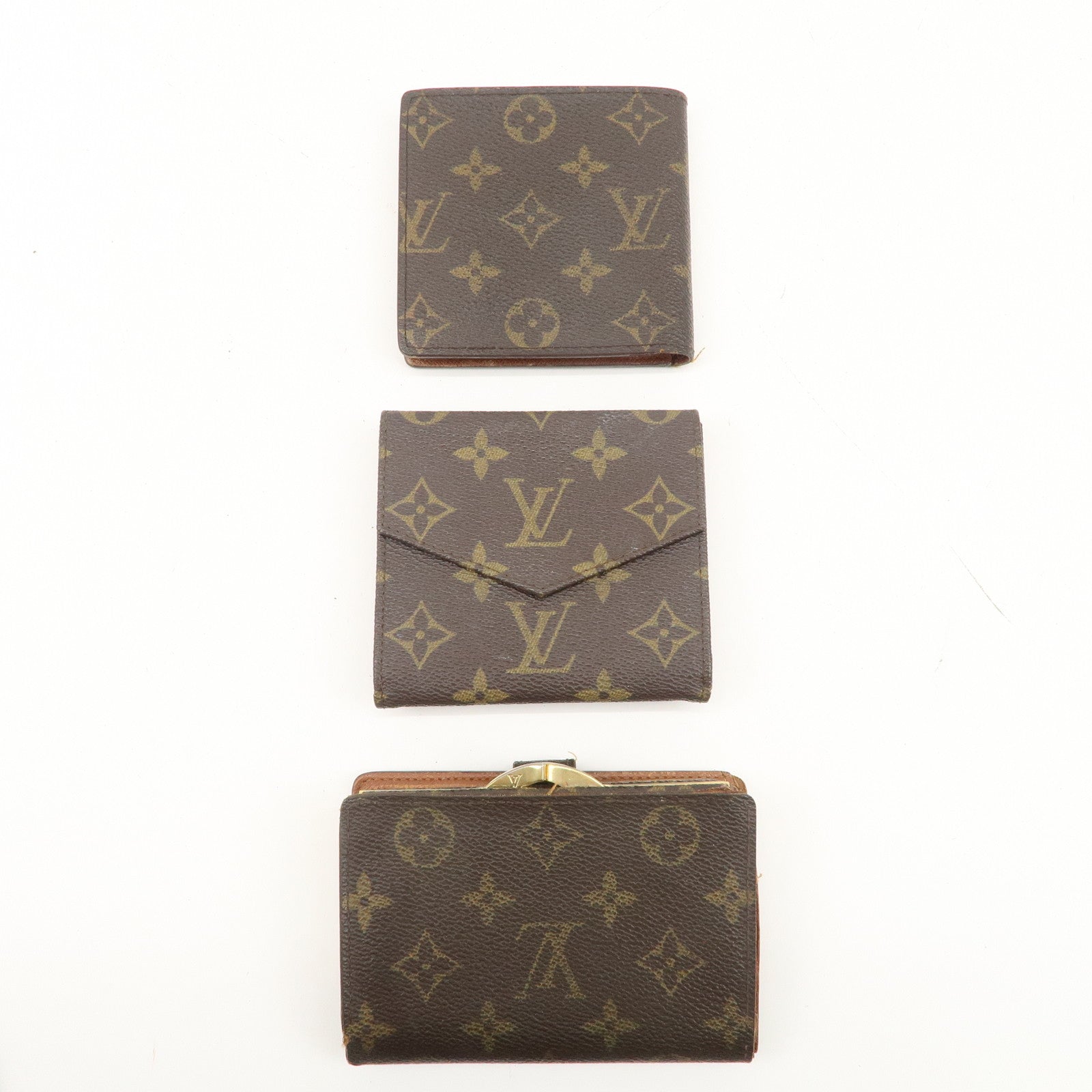 Louis Vuitton Set of 3 Monogram Wallet M61674 M61660 M61675 Used