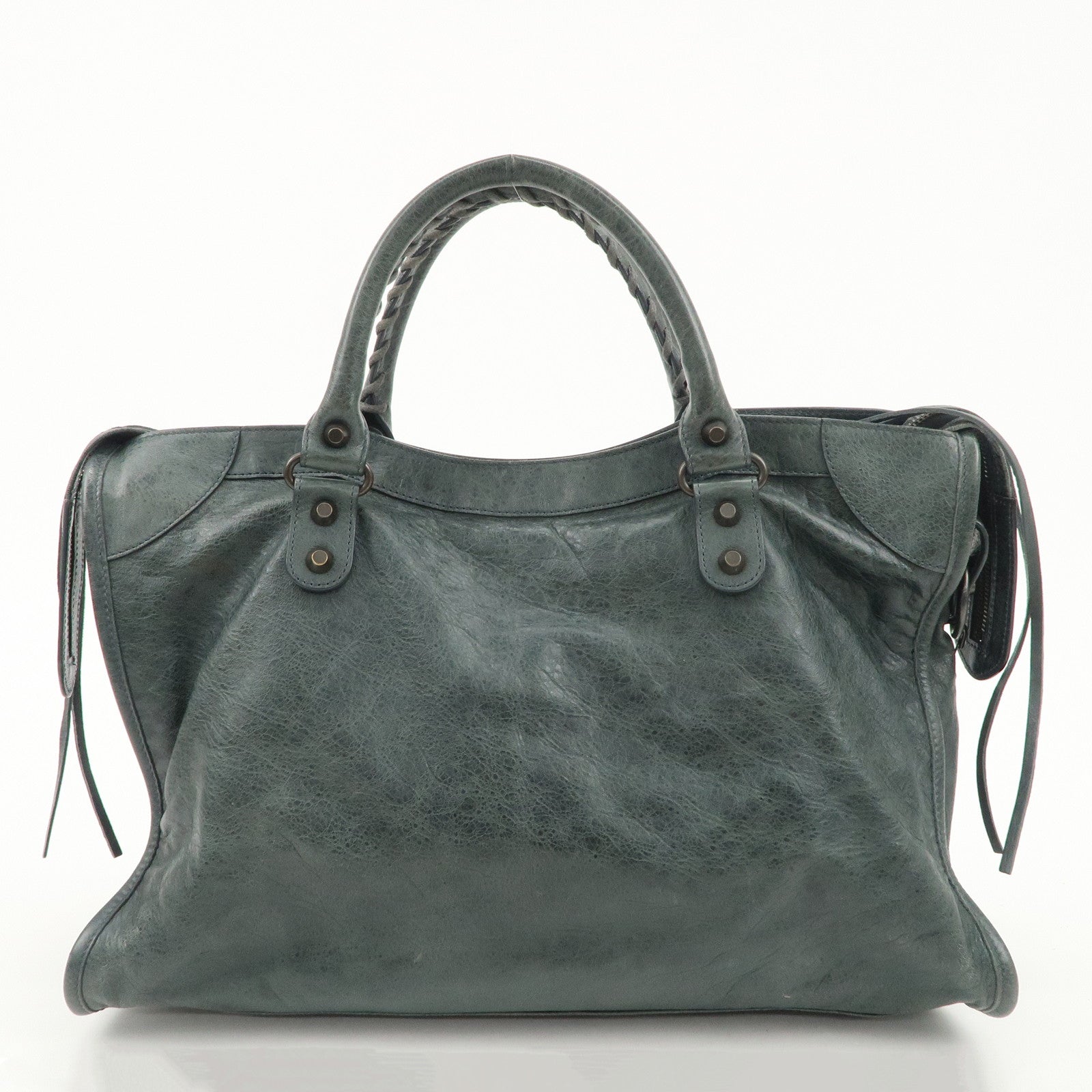 BALENCIAGA The City Leather 2Way Hand Bag Gray 115748