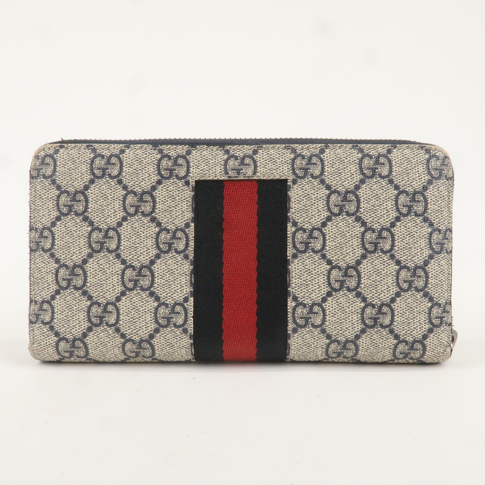 Gucci Sherry GG Supreme Leather Round Zipper Long Wallet 408831