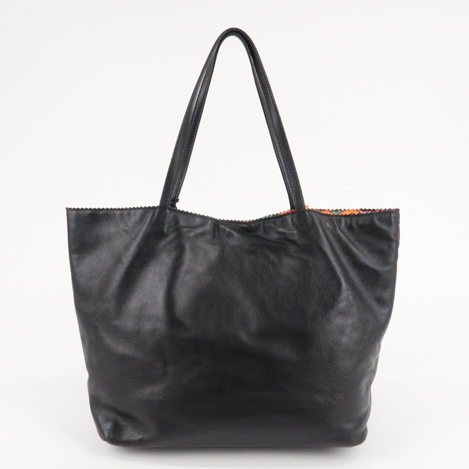 LOEWE Anagram Leather Shoulder Bag Tote Bag Black Used