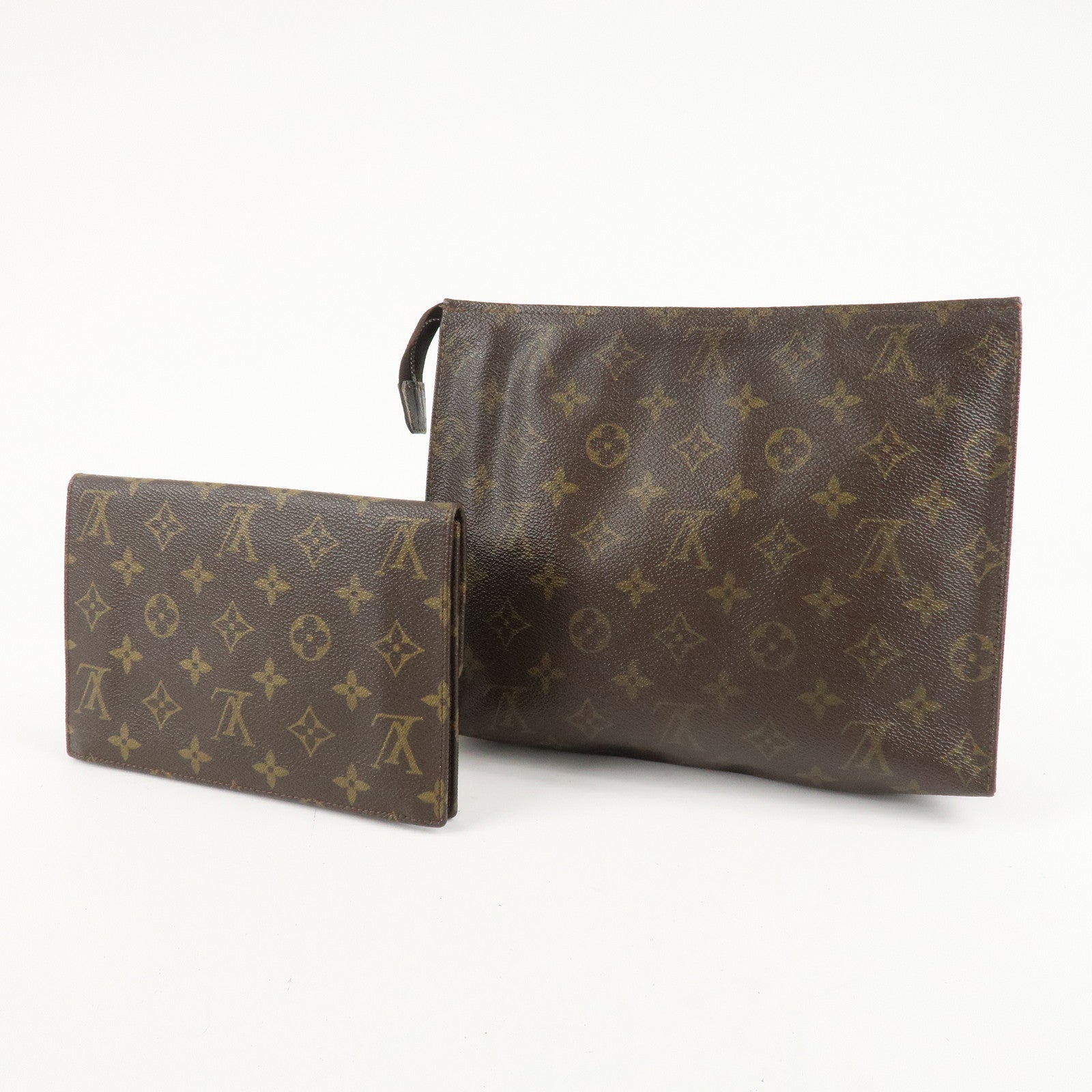 Louis Vuitton Monogram Set of 2 Pochette Pouch Brown M47542 M51935 Used