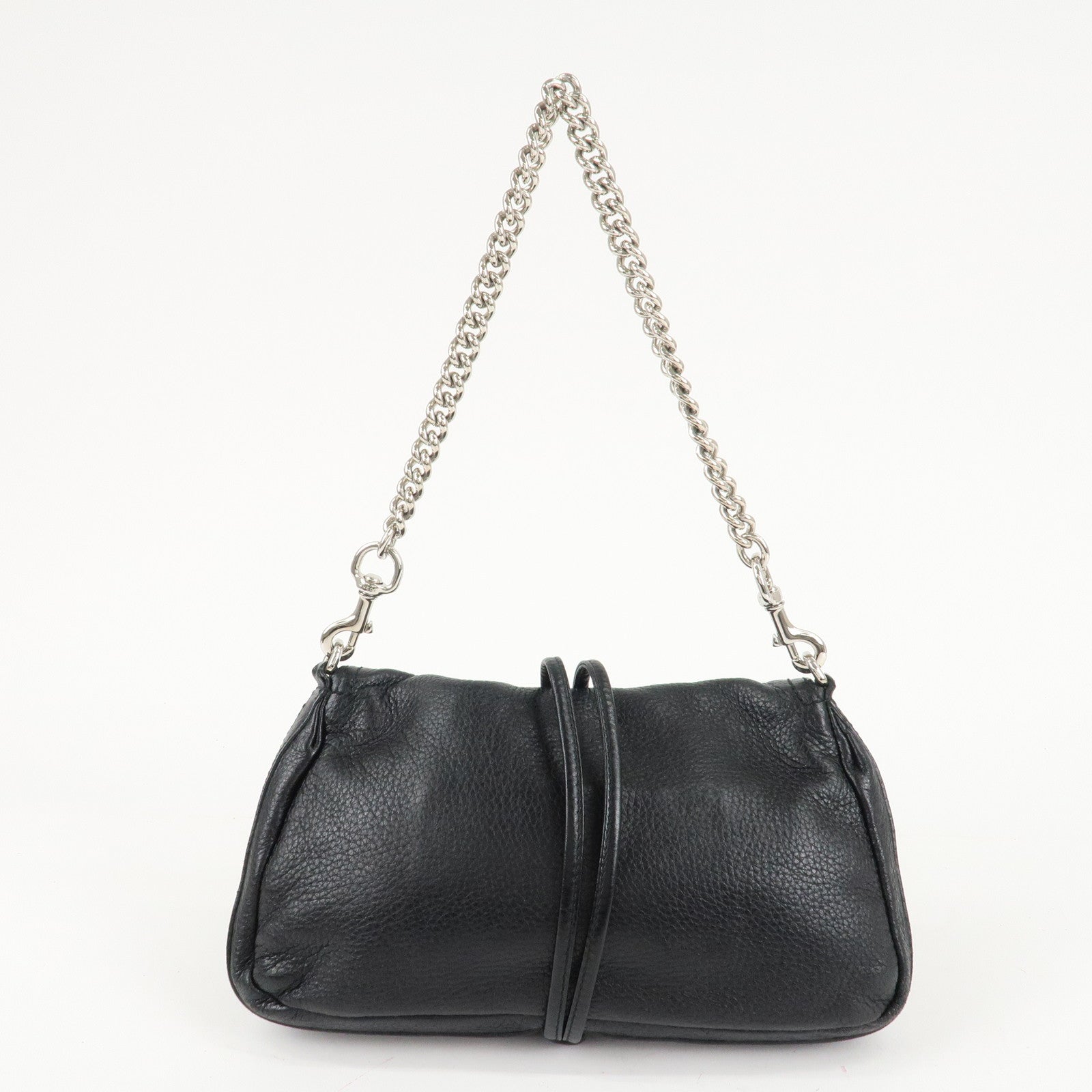 GUCCI Bamboo Leather Chain Shoulder Bag Black 235320 Used