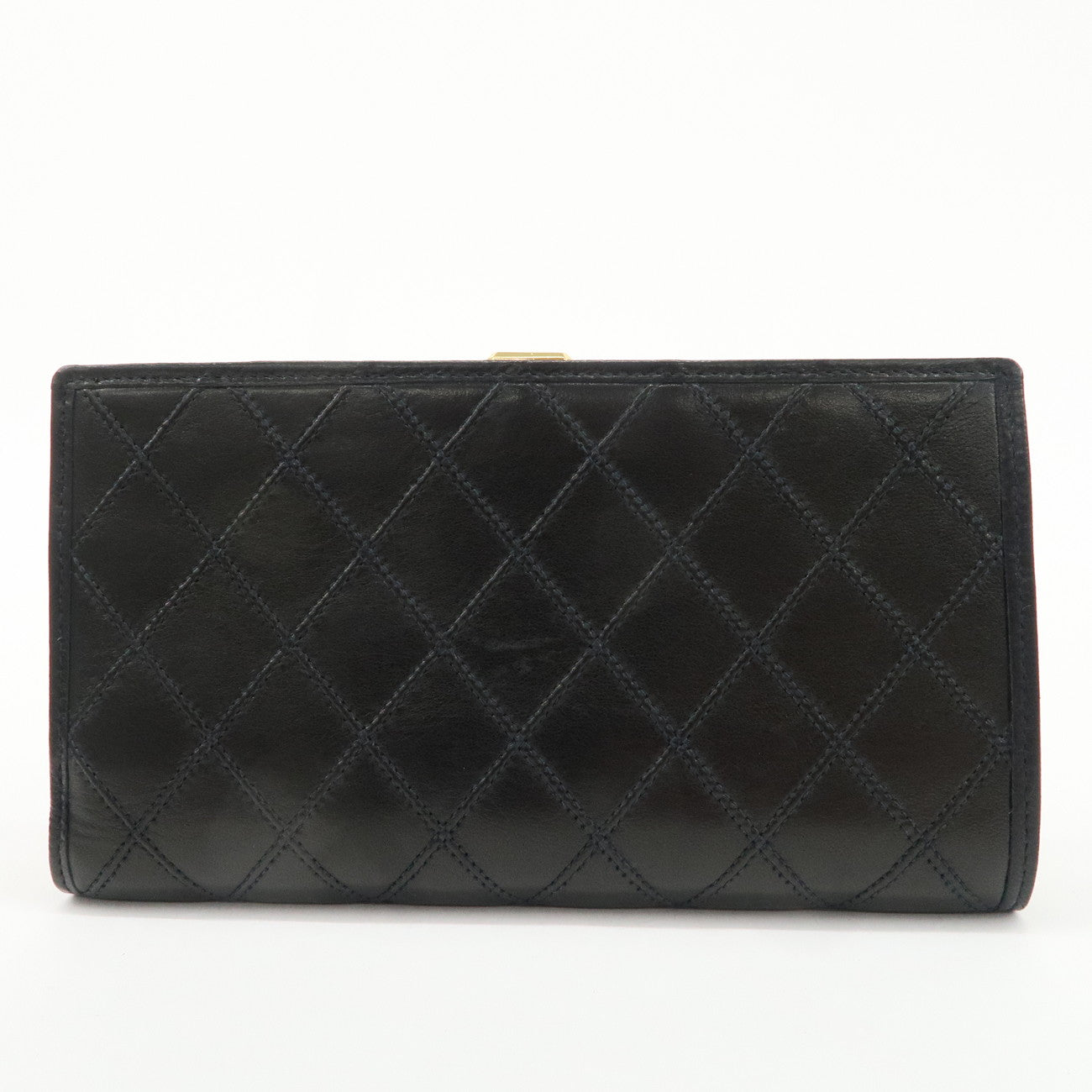 CHANEL Bicolore Leather Coco Mark Leather Bi-Fold Long Wallet Used