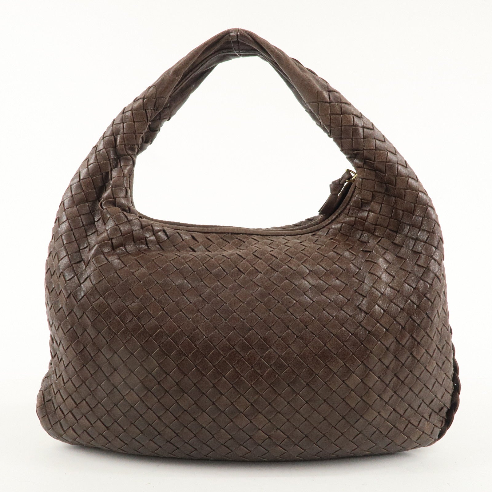 BOTTEGA VENETA Hobo Intrecciato Leather Shoulder Bag Brown 115653