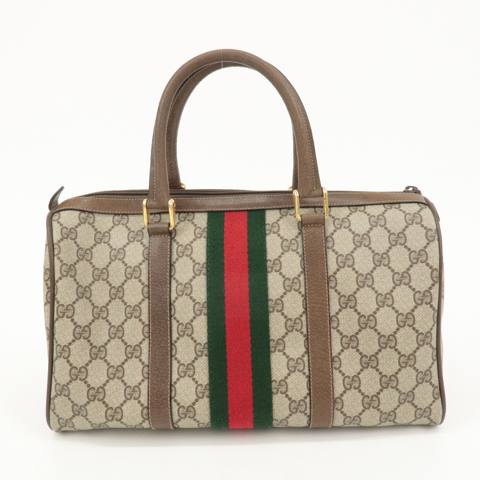 GUCCI Old Gucci Sherry GG Plus Leather Boston Bag 58.02.007 Used