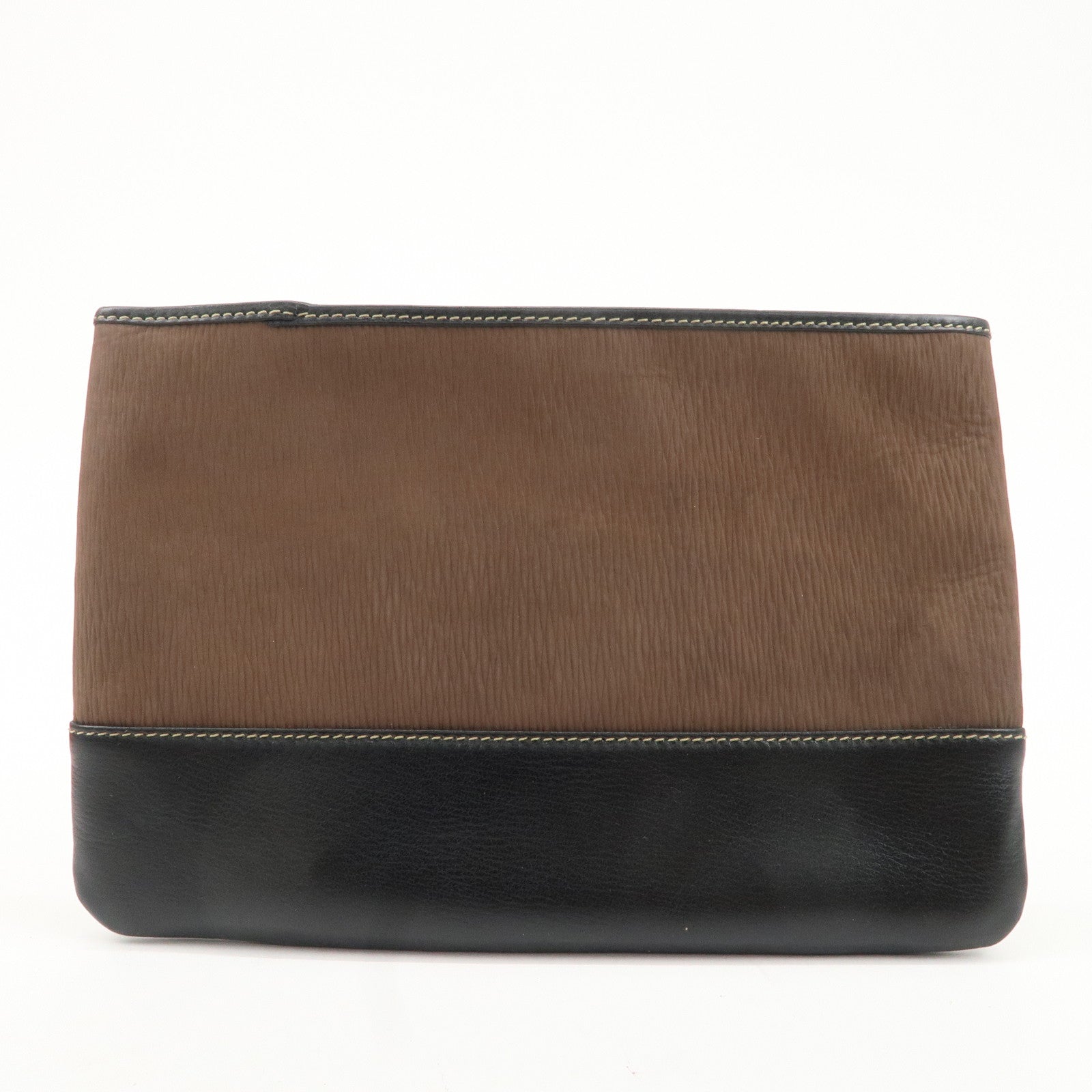 LOEWE Velasquez Leather Pouch Brown Black Used