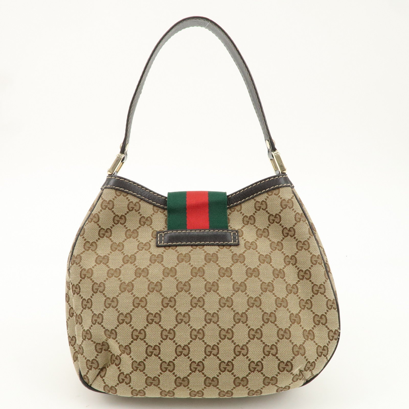 GUCCI Shelly Line GG Canvas Leather Shoulder Bag Beige 233608