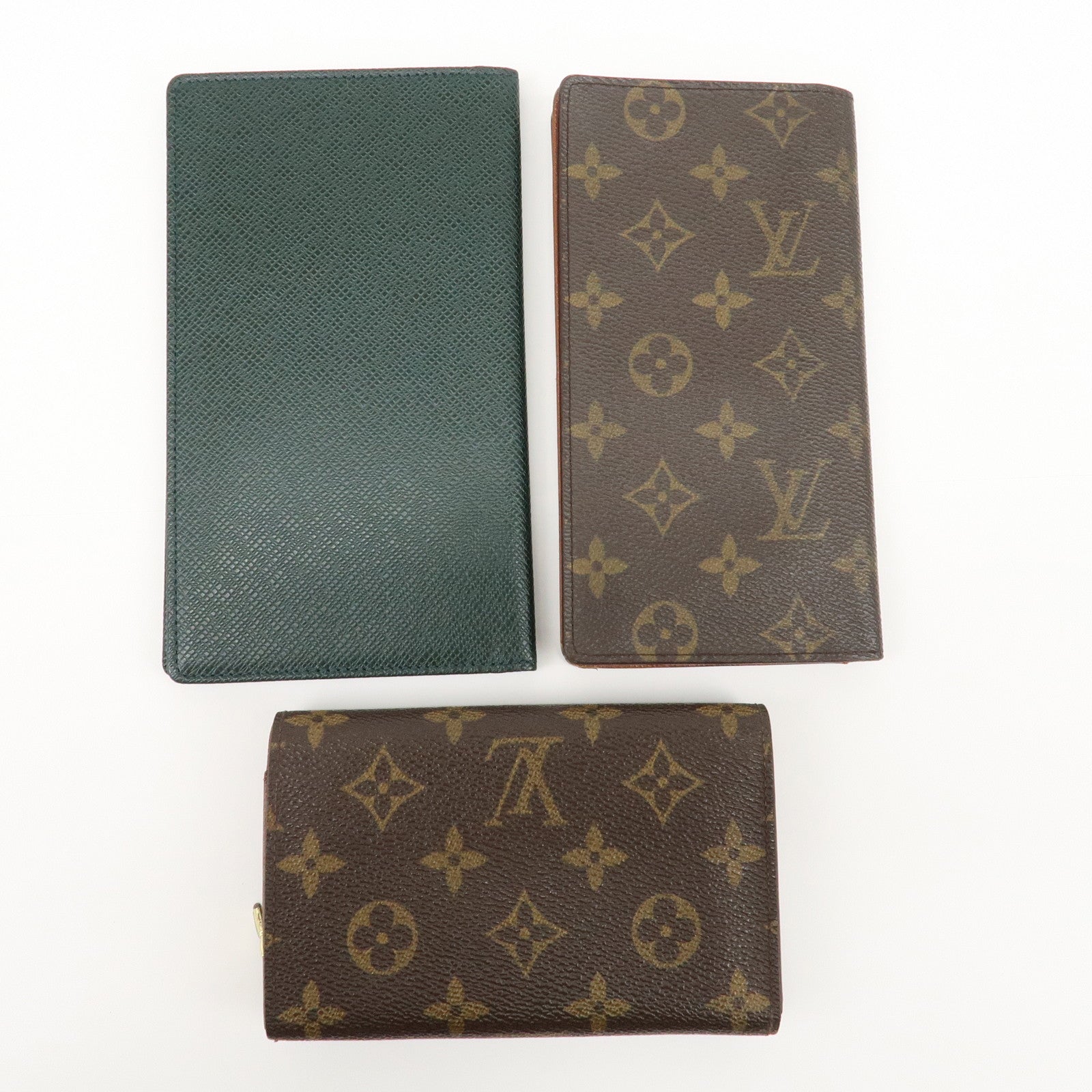 Louis Vuitton Taiga Monogram Set of 3 Wallet M30414 M60825 M61730 Used