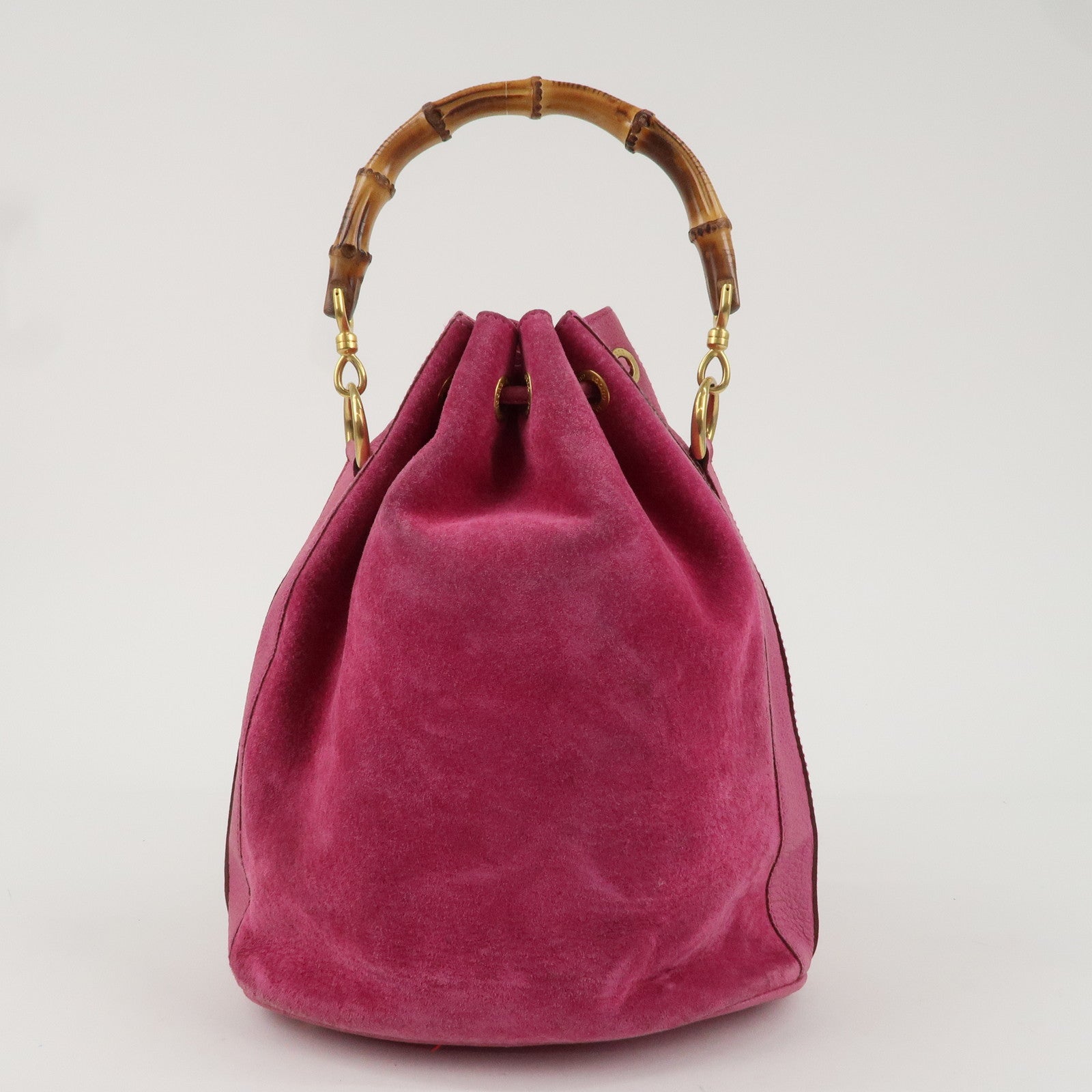 GUCCI Bamboo suede Leather 2WAY Bag Pink 001.2040.1657