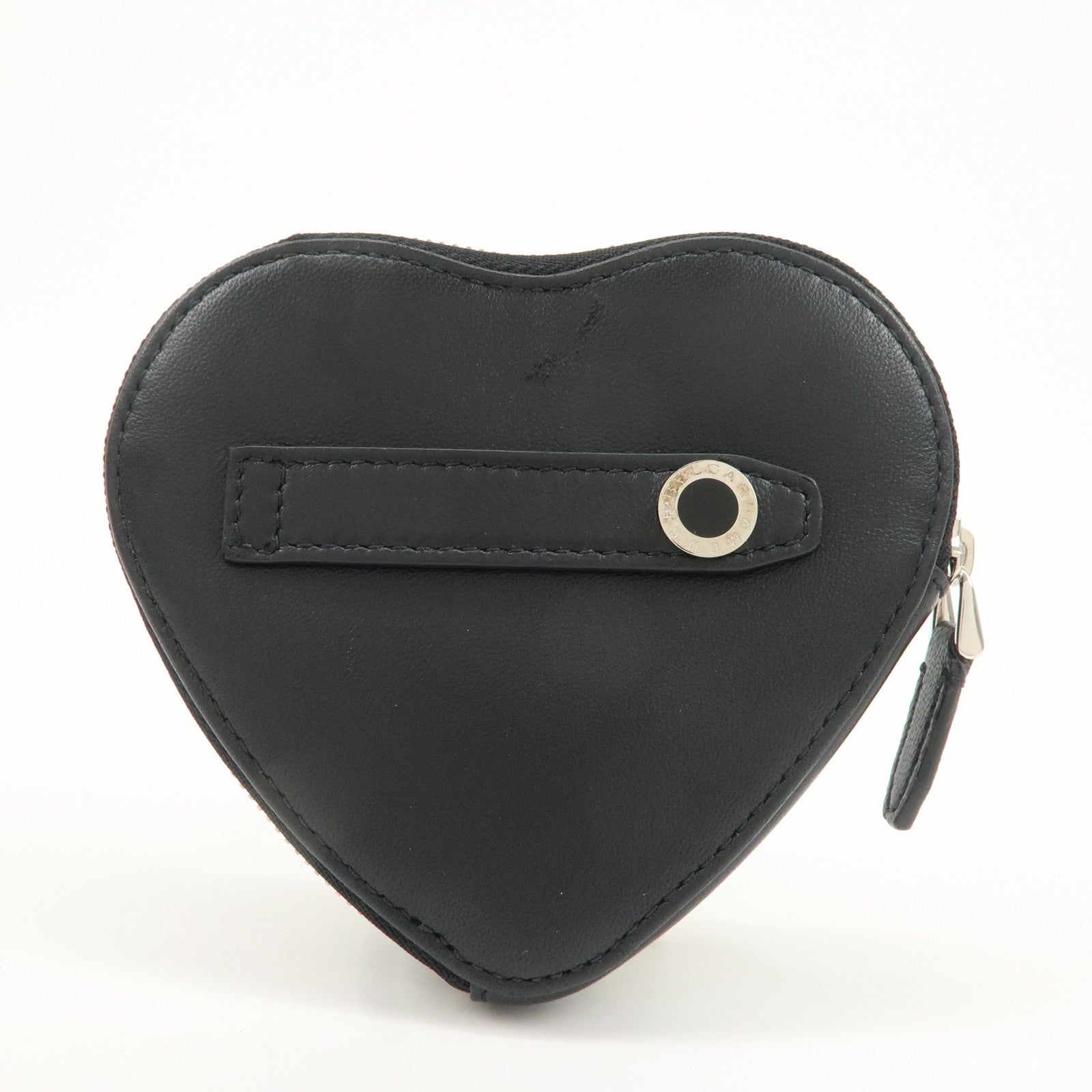 BVLGARI Leather AMBUSH Serpenti Heart Zipper Coin Case Black