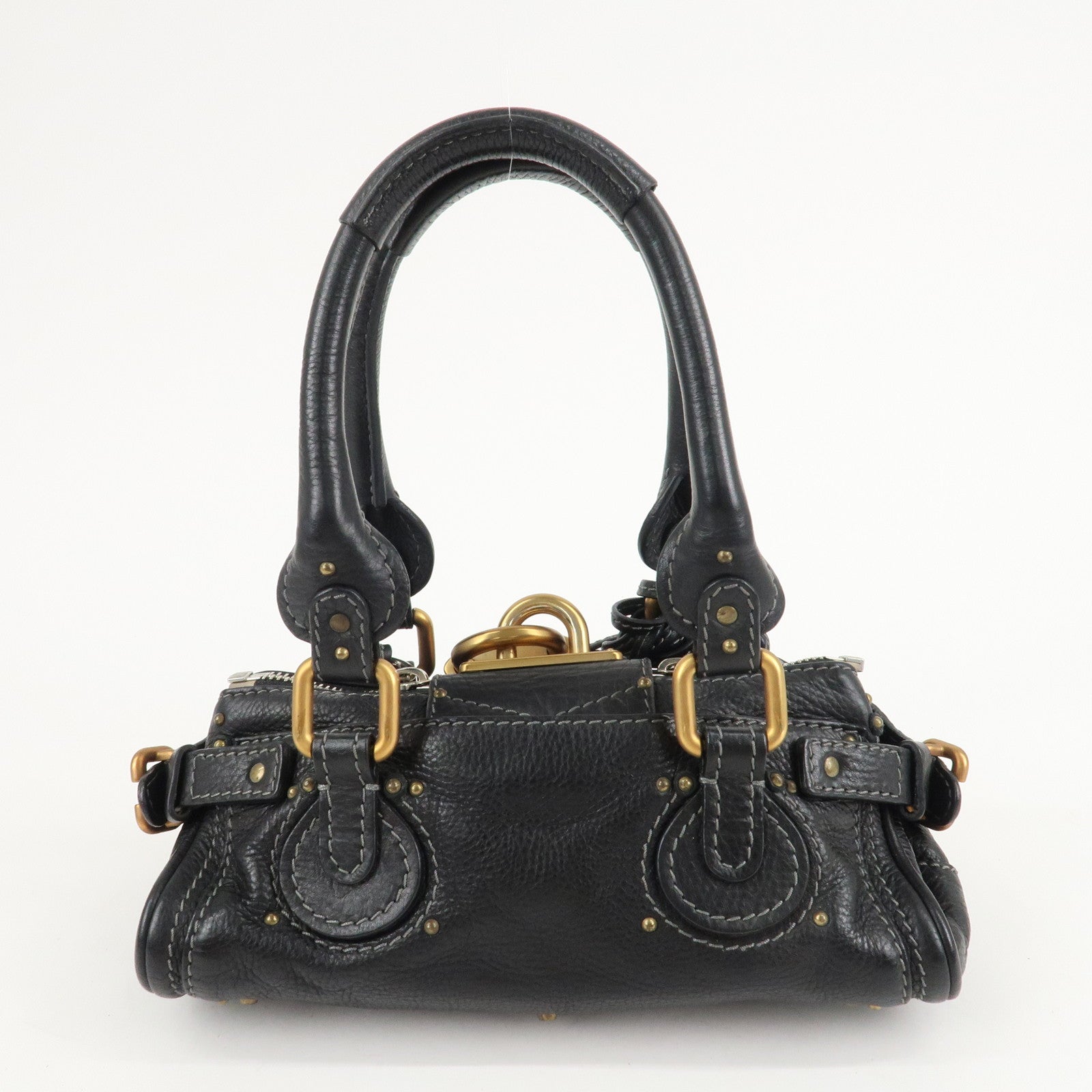 Chloe Paddington Leather Mini Hand Bag Shoulder Bag Black Used