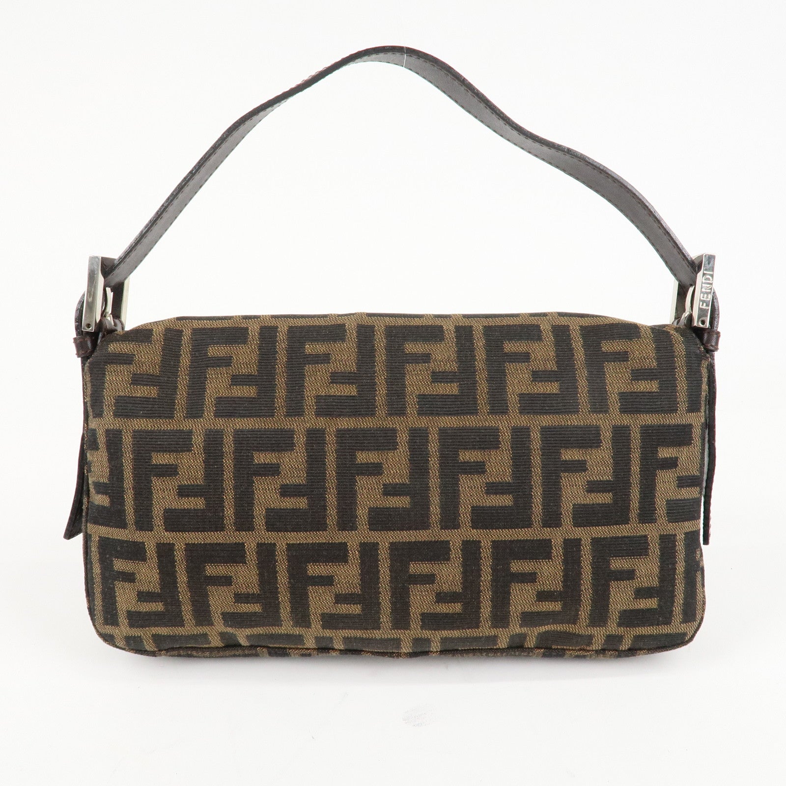 FENDI Mamma Baguette Zucca Canvas Shoulder Bag Brown Black 26424 Used