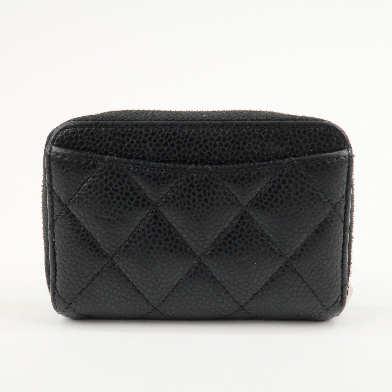 CHANEL Matelasse Caviar Skin Round Zipper Coin Case Black A69271 Used