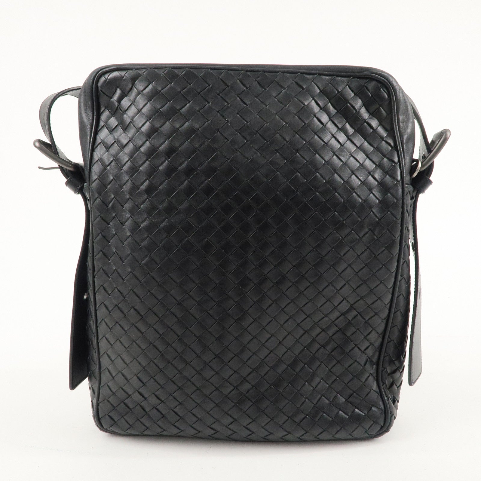 BOTTEGA VENETA Intrecciato Leather Shoulder Bag Black 180215