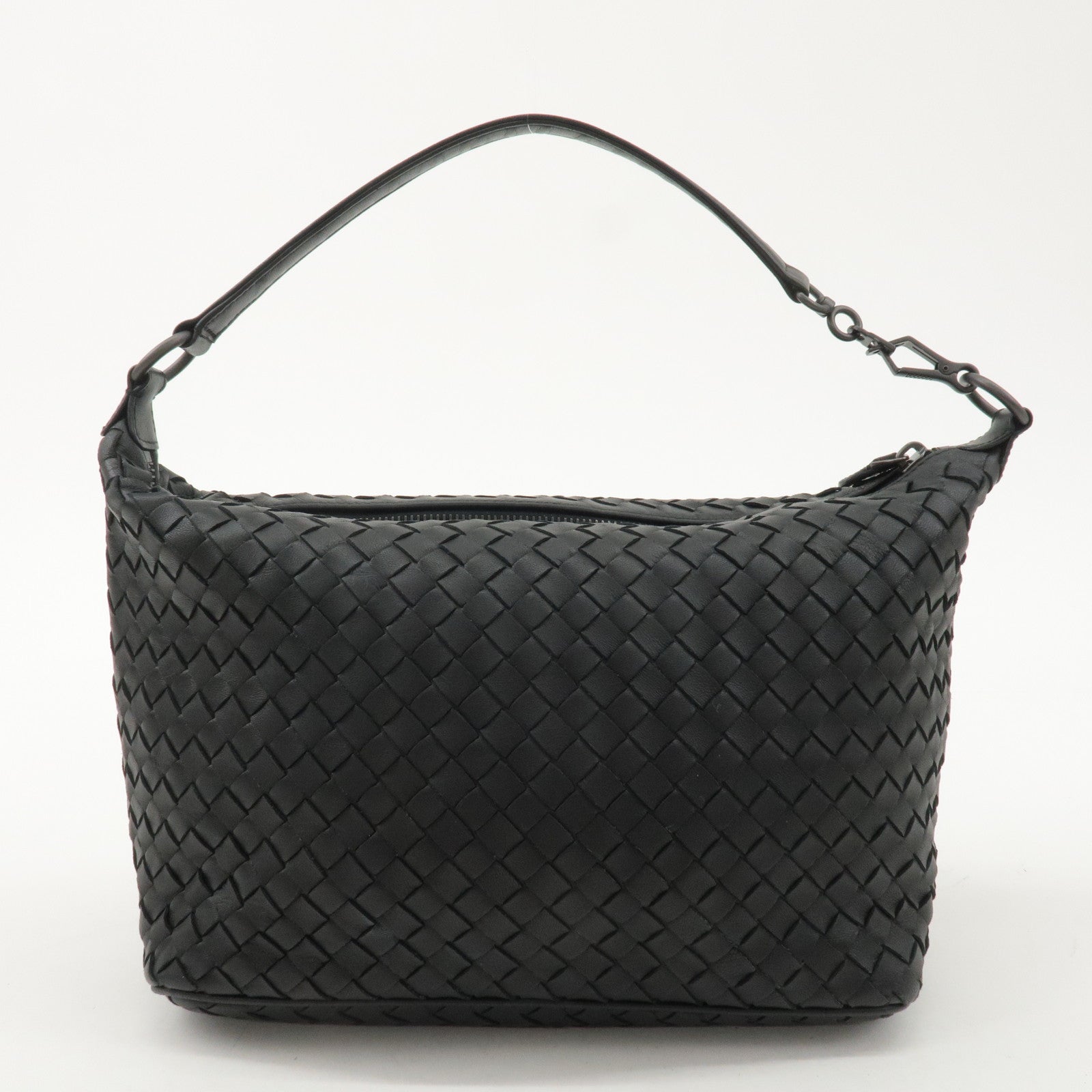 BOTTEGA VENETA Intrecciato Leather Shoulder Bag Black 239988