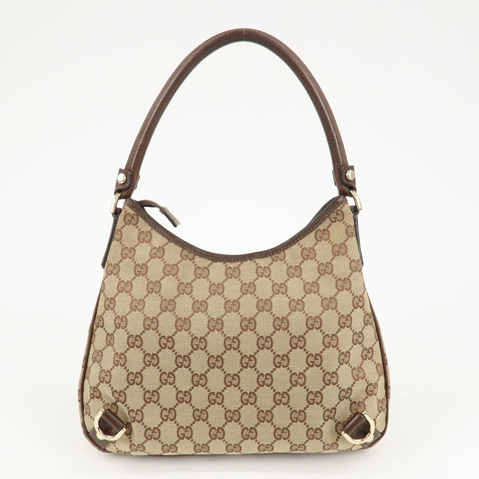 GUCCI Abbey GG Canvas Leather Shoulder Bag Beige Brown 130738 Used