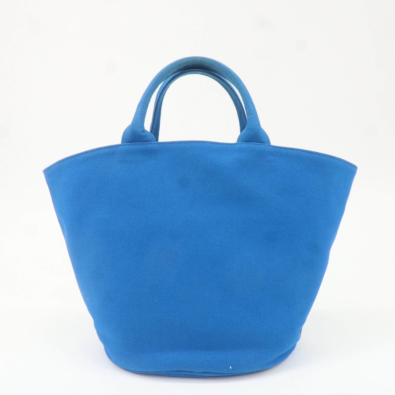 PRADA Canapa Canvas Leather 2Way Bag Tote Bag Hand Bag Blue 1BG163