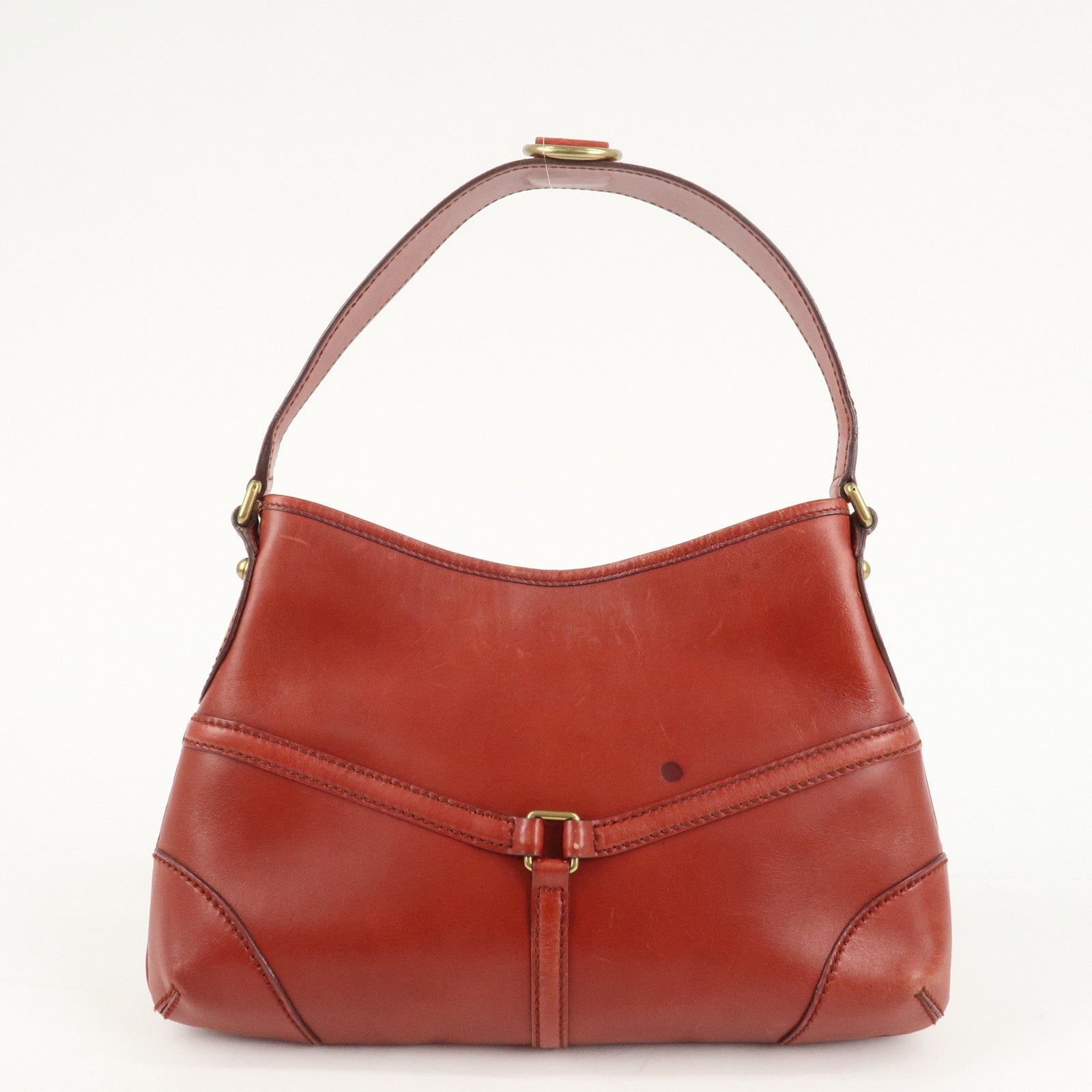 GUCCI Interlocking G Leather One Shoulder Bag Red 114877 Used