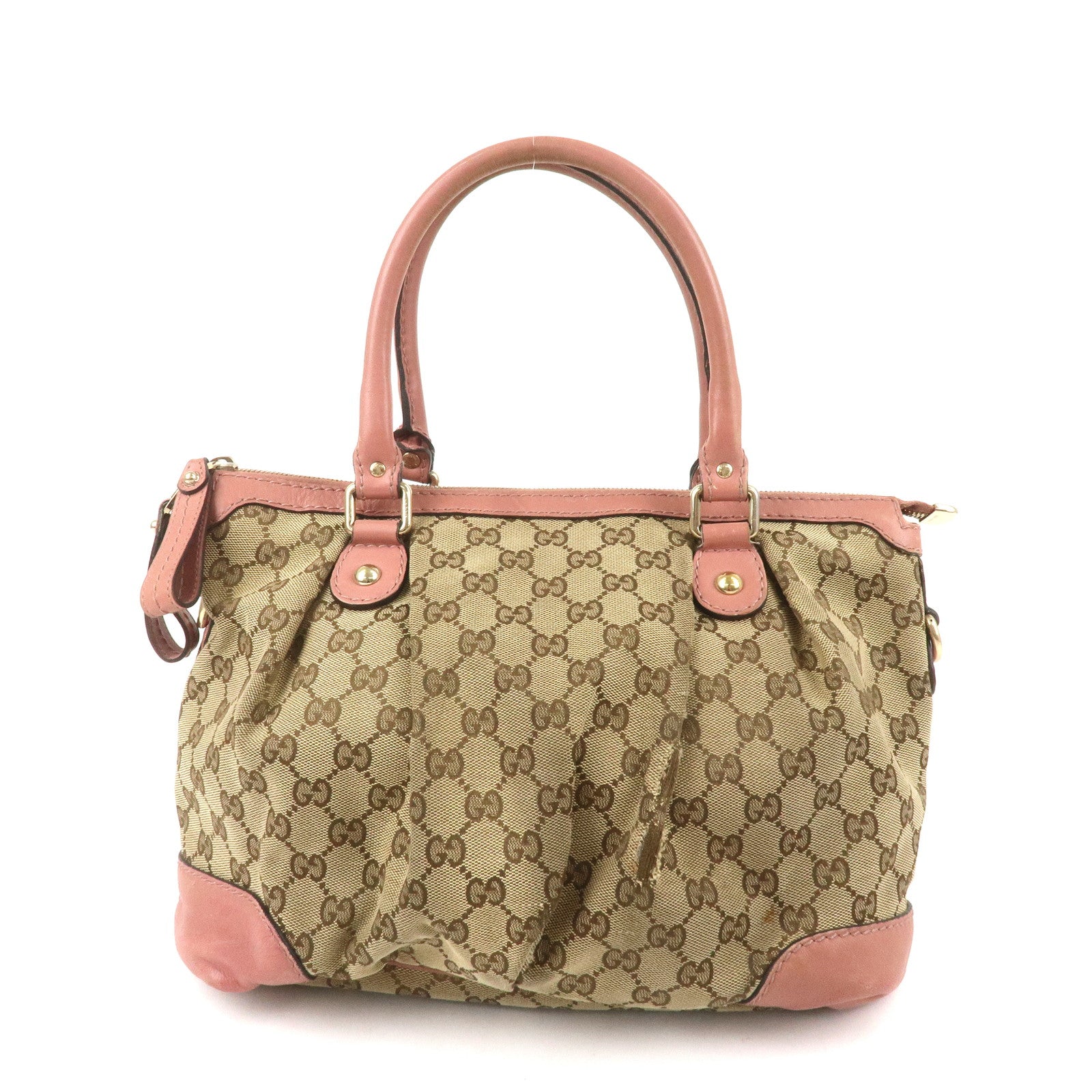 GUCCI Sukey GG Canvas Leather 2WAY Bag Beige Pink 247902