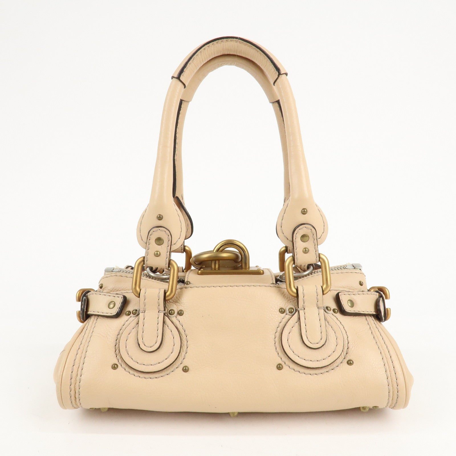 Chloe Leather Mini Paddington Hand Bag Shoulder Bag Beige Used