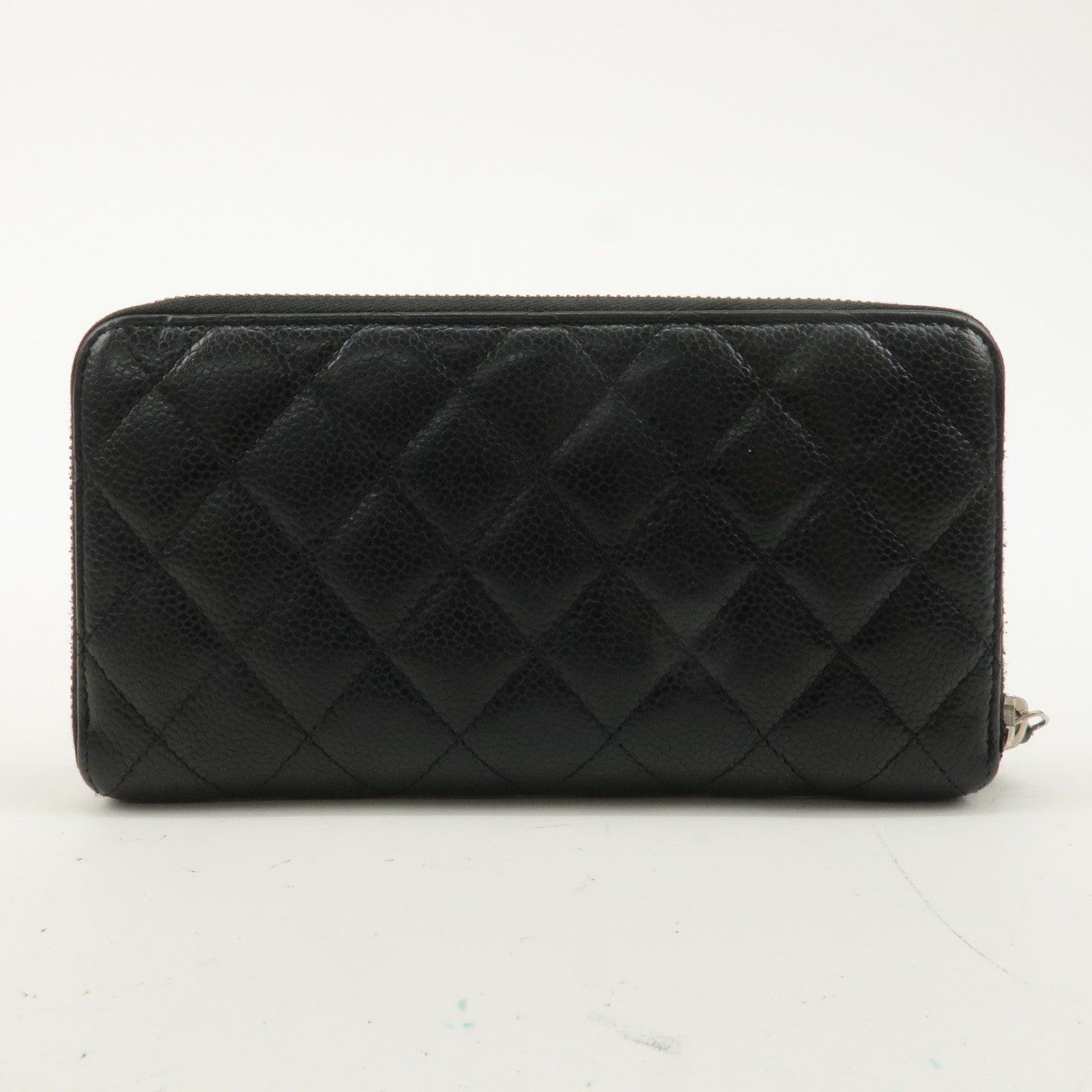 CHANEL Matelasse Caviar Skin Long Wallet Zip Around Black A50097