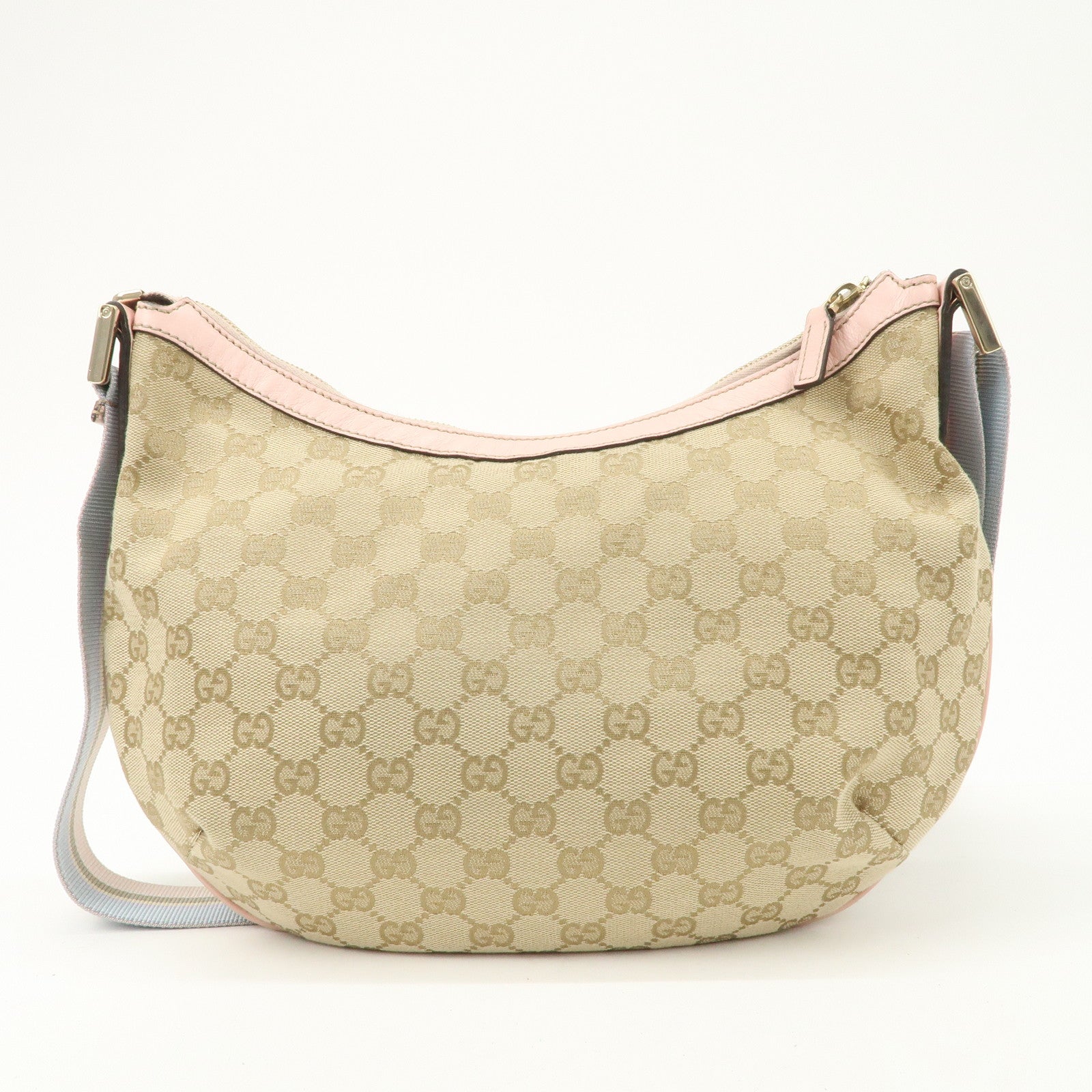 GUCCI GG Canvas Leather Shoulder Bag Beige Pink 181092 Used