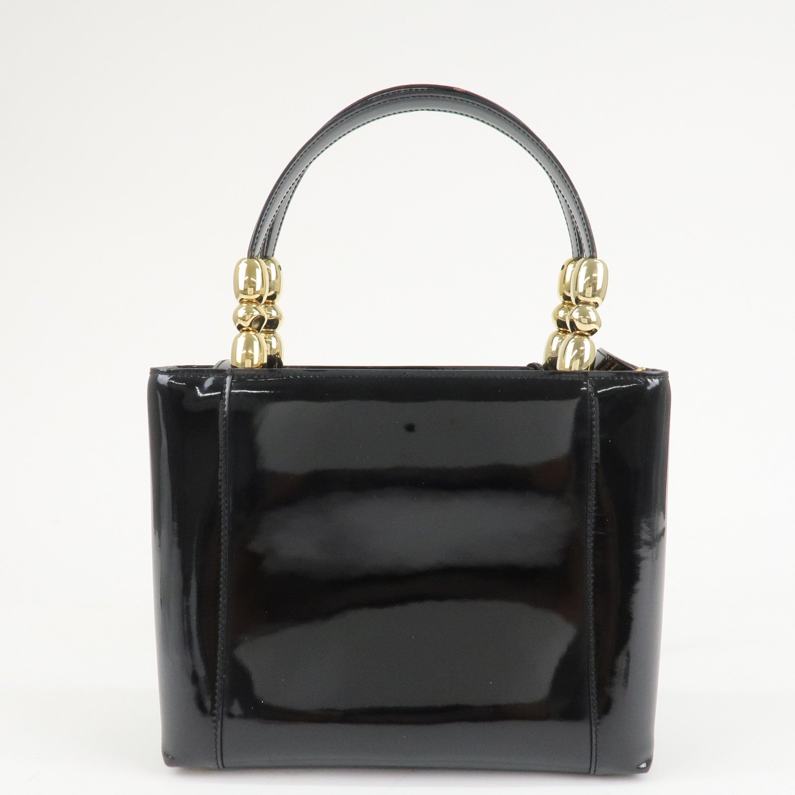 Christian Dior Maris Pearl Patent Leather Tote Bag Black