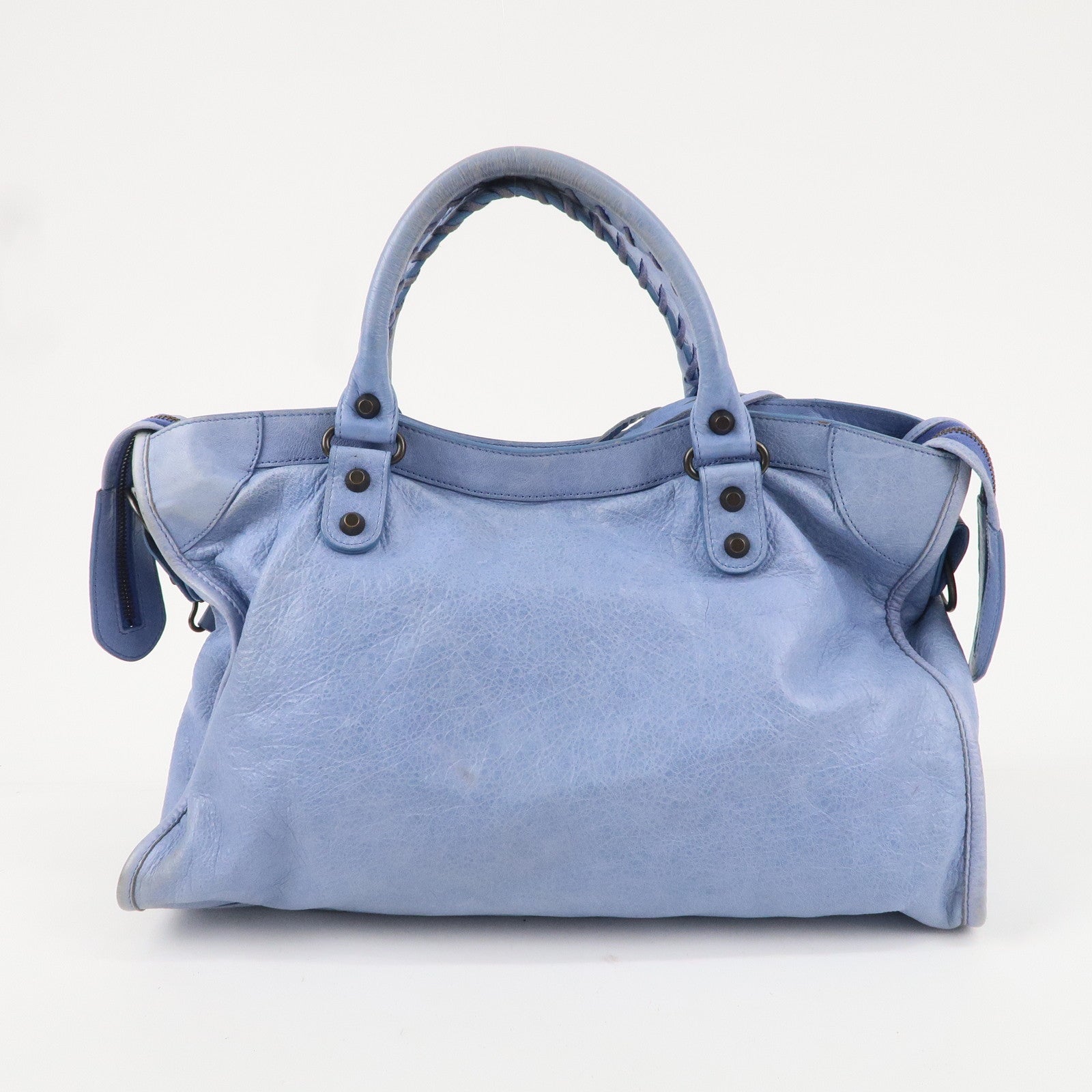 BALENCIAGA The City Leather 2Way Bag Hand Bag Blue 115748