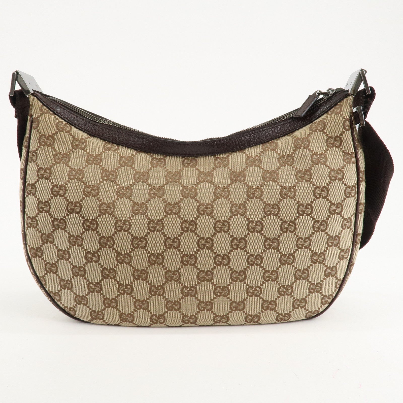 GUCCI GG Canvas Leather Shoulder Bag Beige Brown 122790 Used