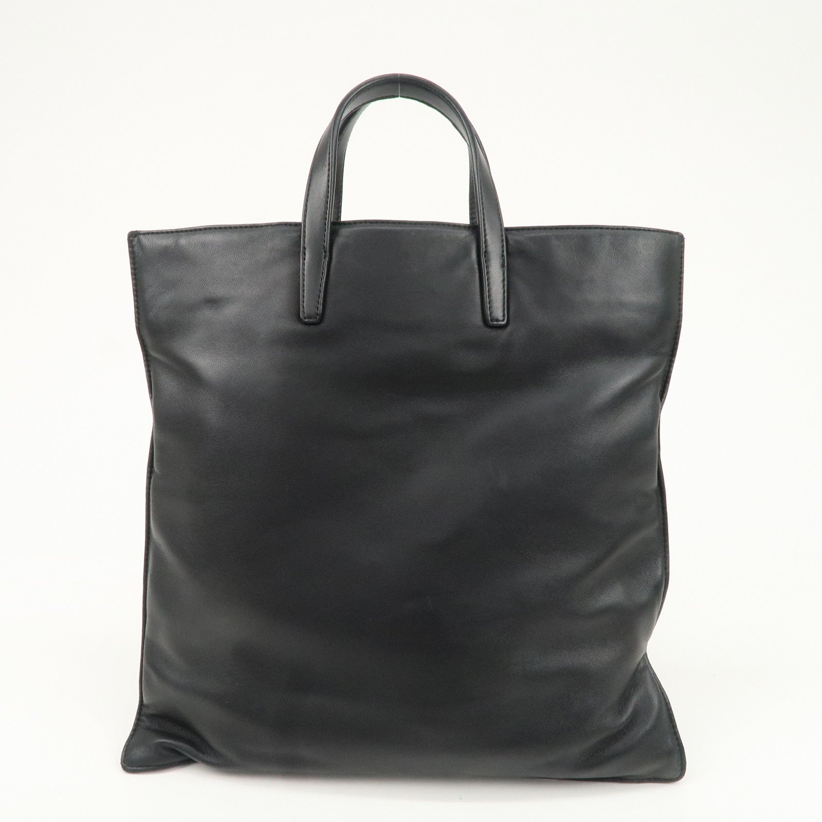 LOEWE Anagram Leather Tote Bag Black Used