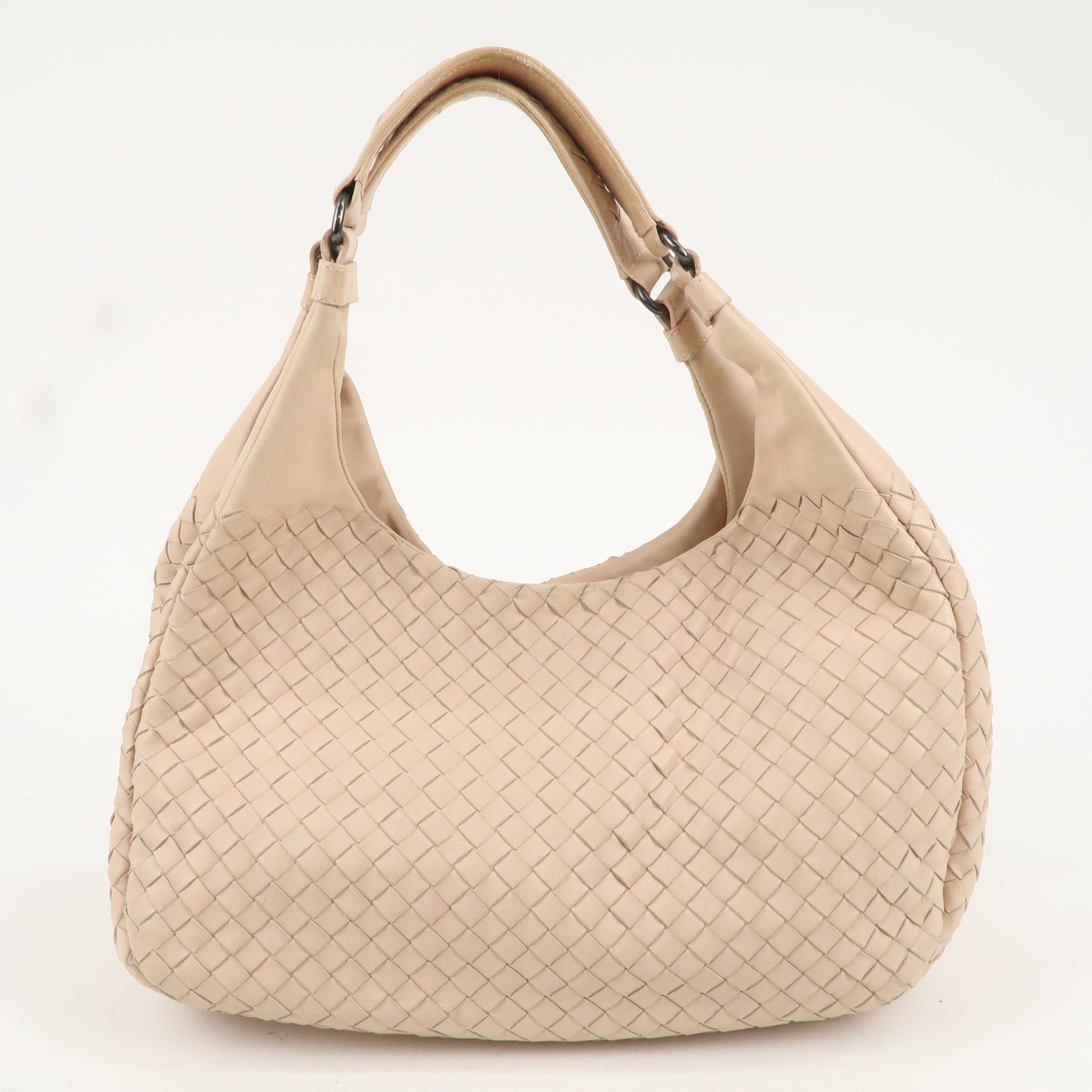 BOTTEGA VENETA Intrecciato Leather Shoulder Bag Pink Beige 125787