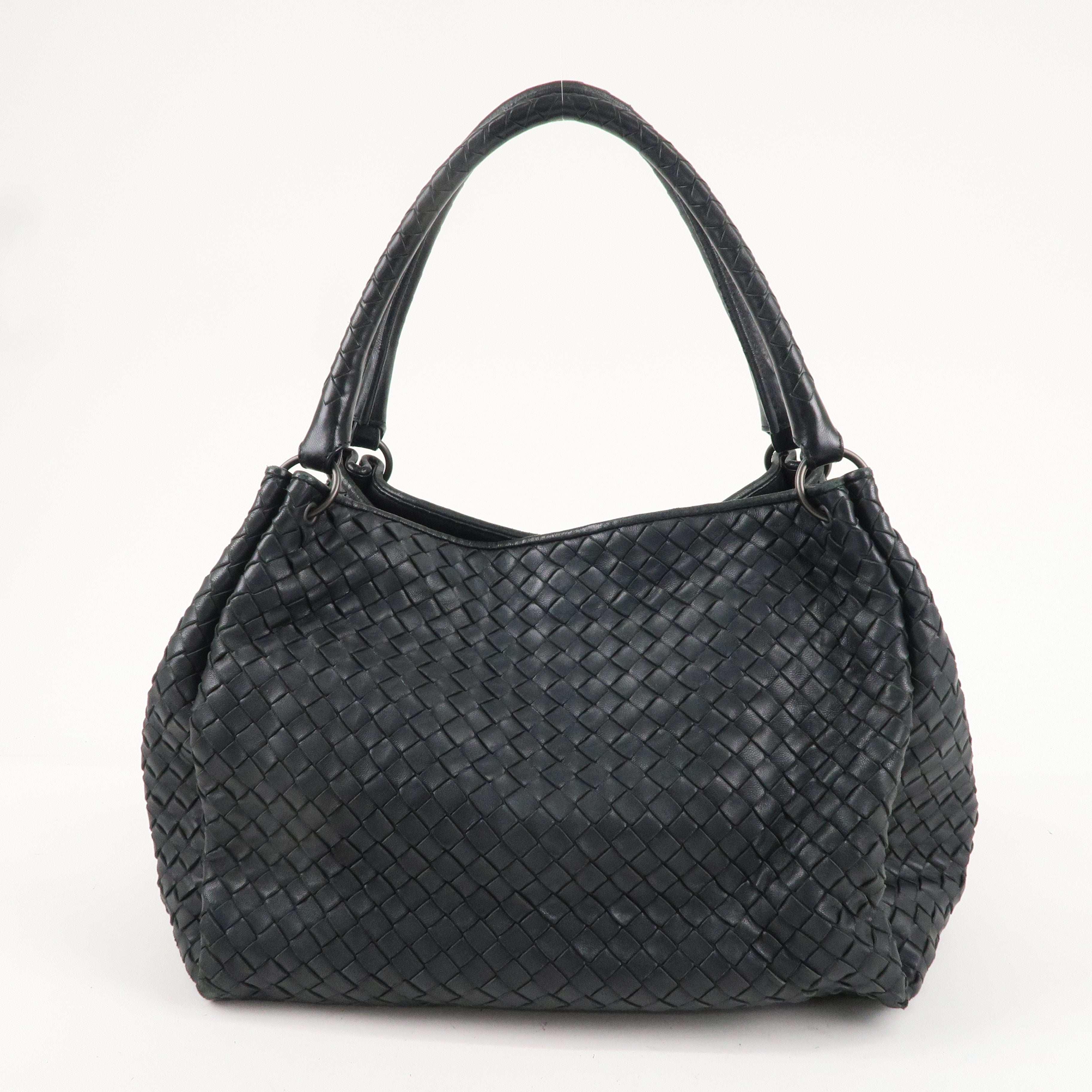 BOTTEGA VENETA Intrecciato Leather Tote Bag Black 222322