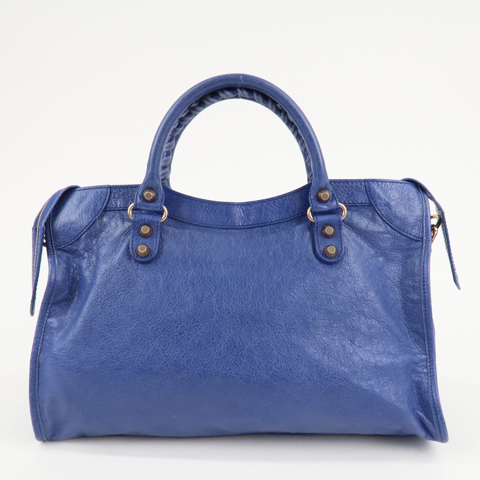 BALENCIAGA The Giant City Leather 2Way Hand Bag Blue 281770