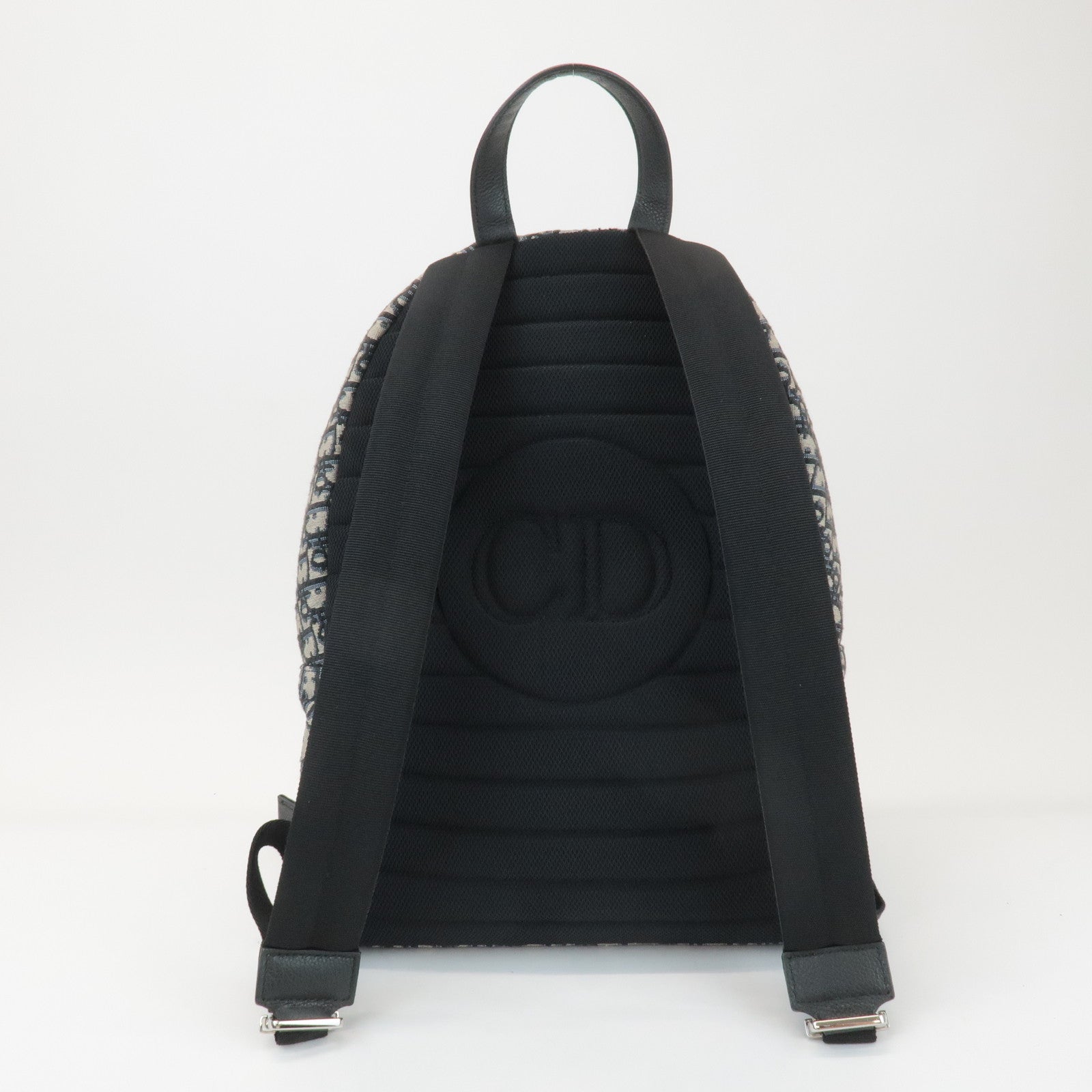 Christian Dior Oblique Jacquard Leather Rider Backpack Black Used