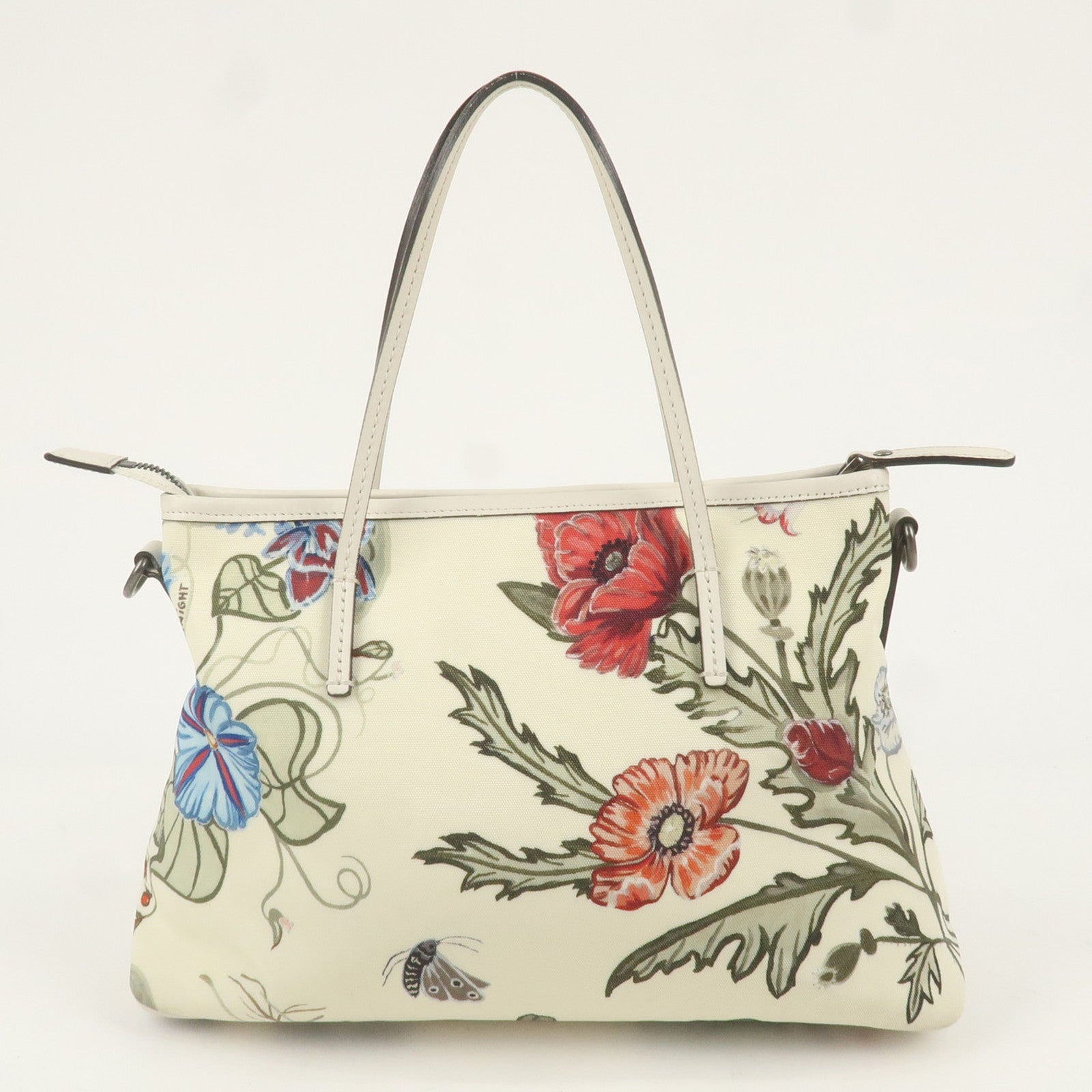 GUCCI Flora Canvas Leather 2WAY Bag Hand Bag 353440