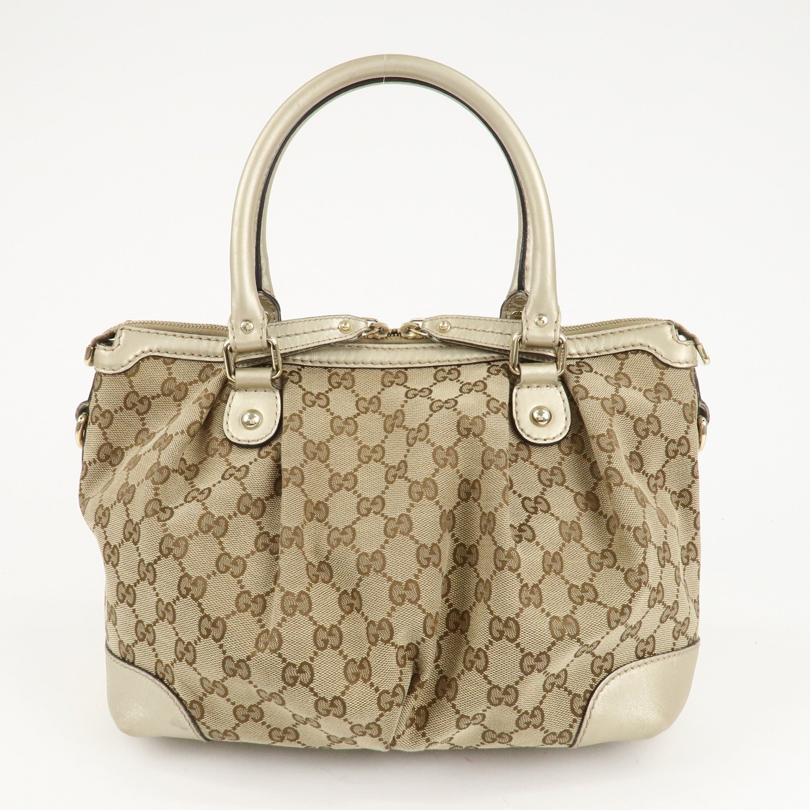 GUCCI Sukey GG Canvas Leather 2Way Shoulder Bag Beige Gold 247902 Used