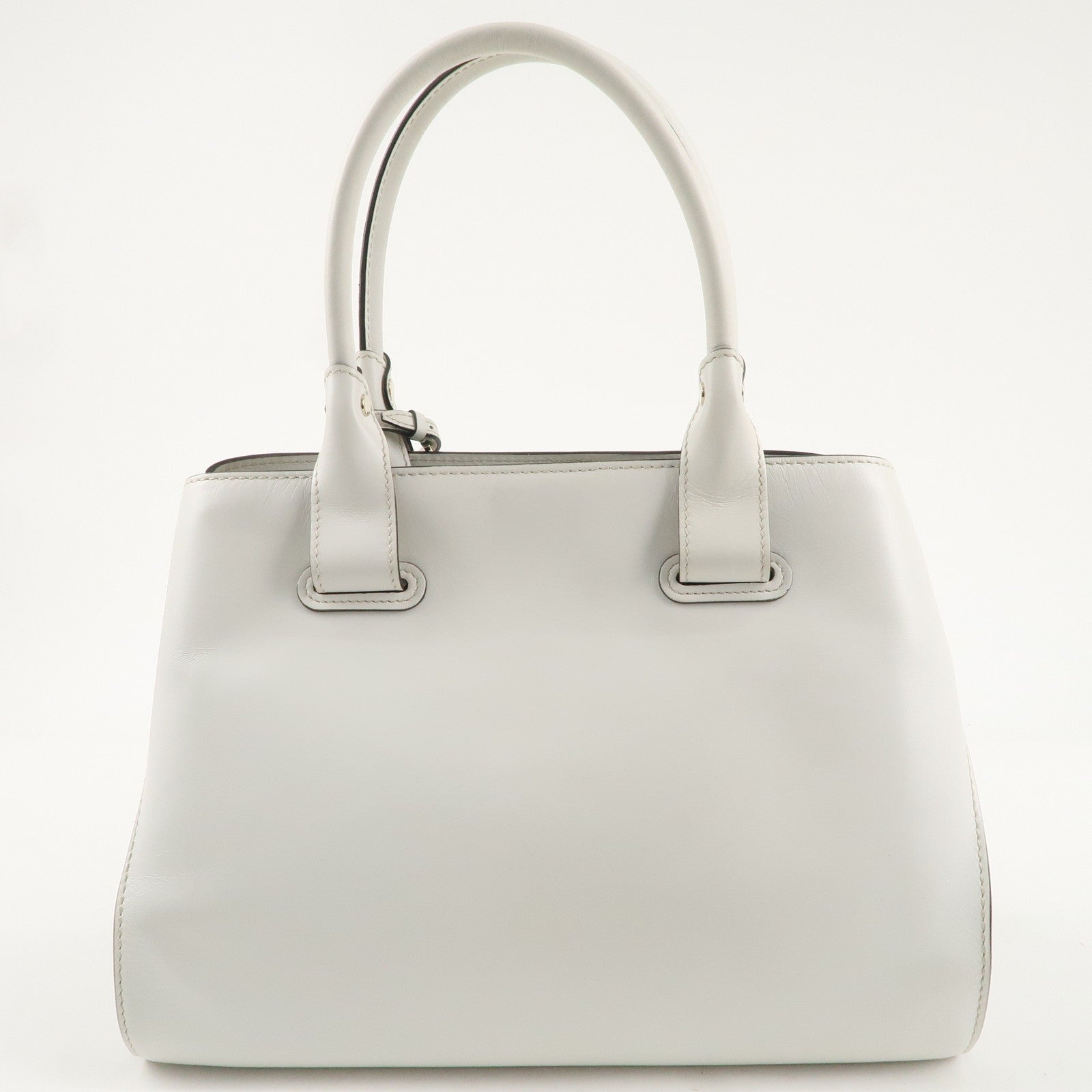 TOD
S Leather Cape Bag Hand Shoulder Bag White Gold Hardware