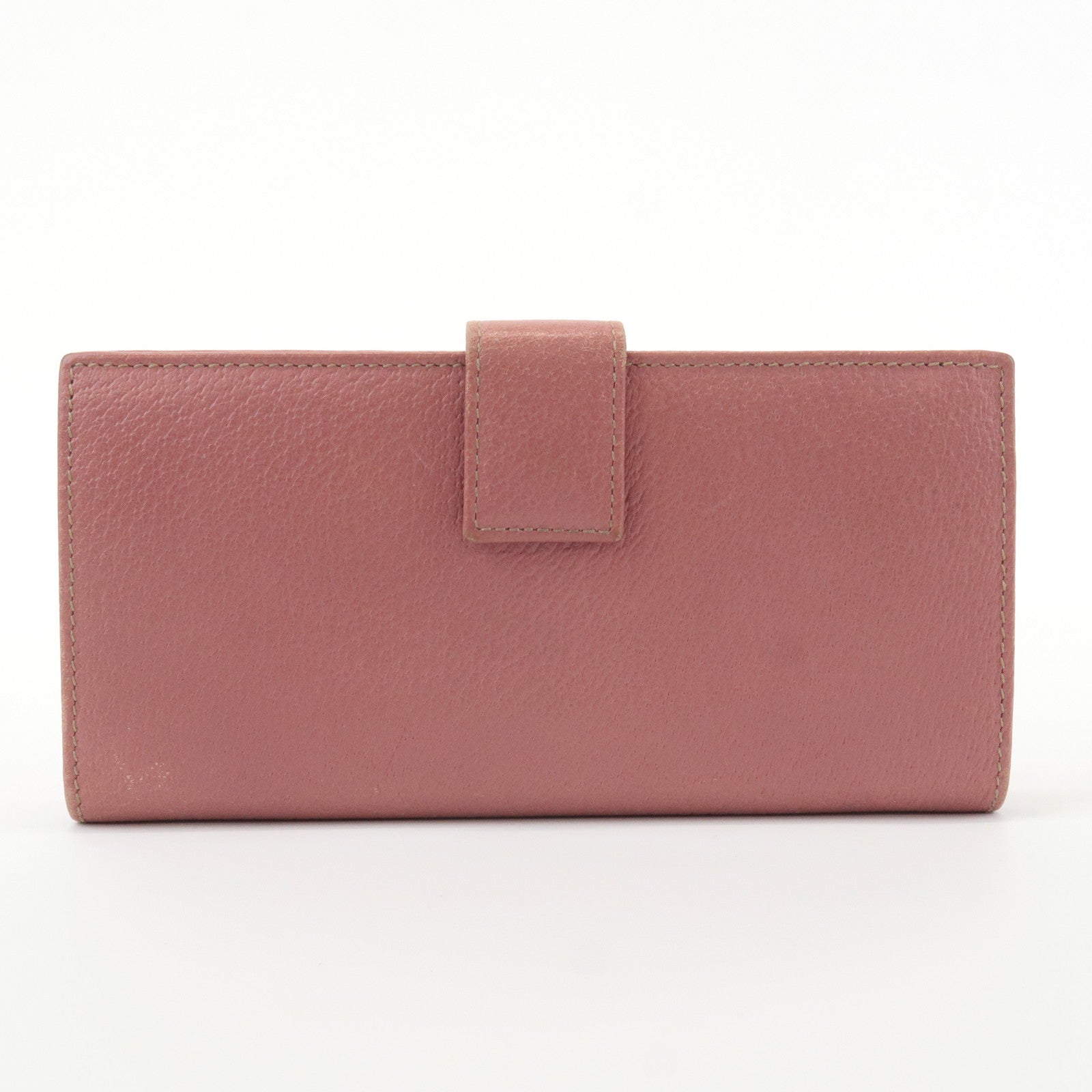 GUCCI Leather Bi-fold Long Wallet Pink 170370 Used