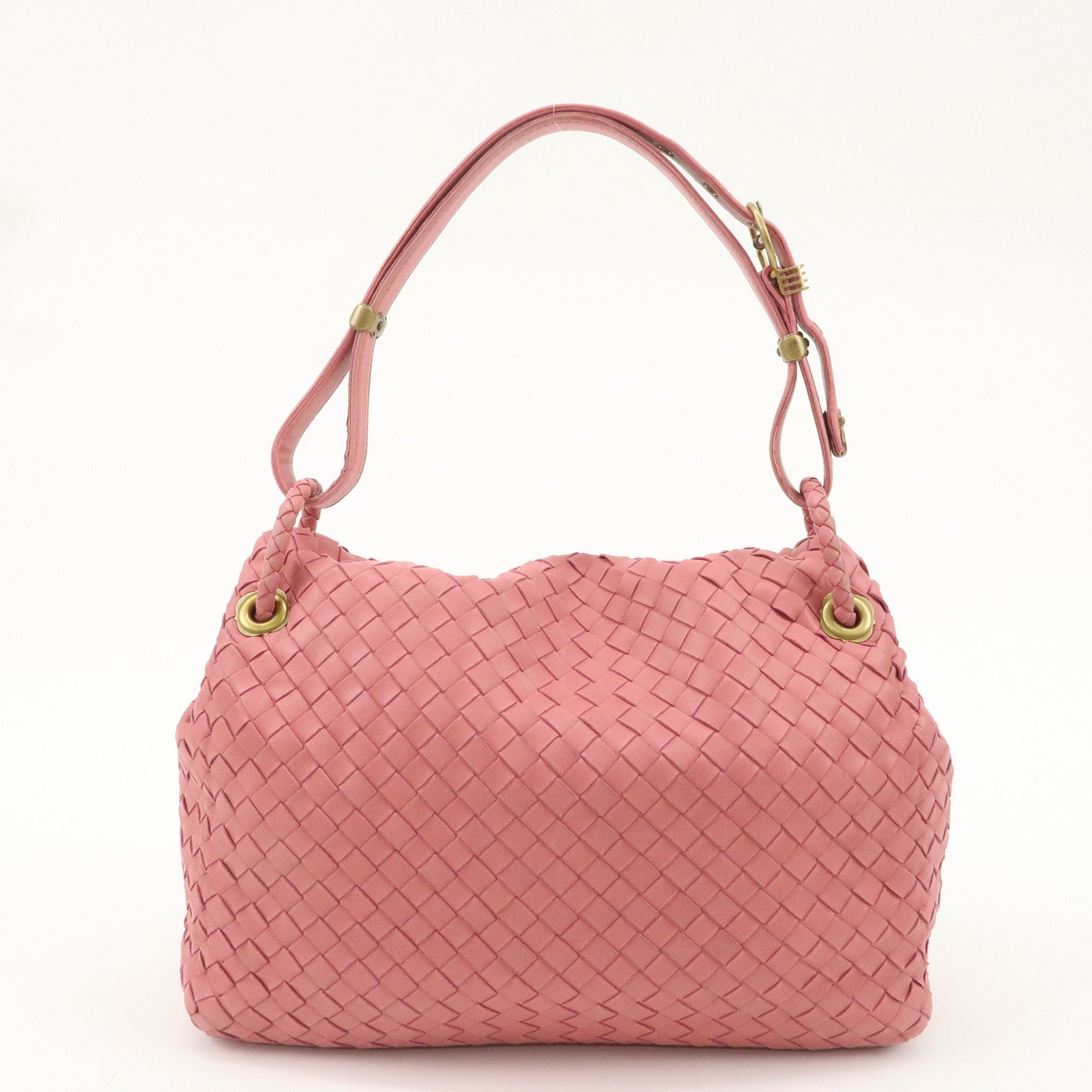 BOTTEGA VENETA Intrecciato Leather Shoulder Bag Pink 162117