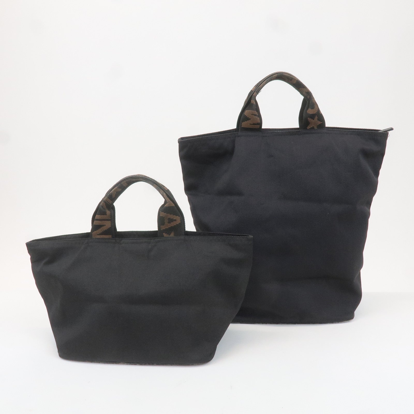 FENDI Set of 2 Nylon Tote Bag Hand Bag Black