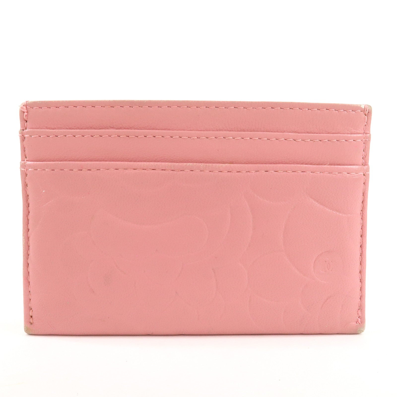 CHANEL Camelia Lamb Skin Card Case Pink A82286