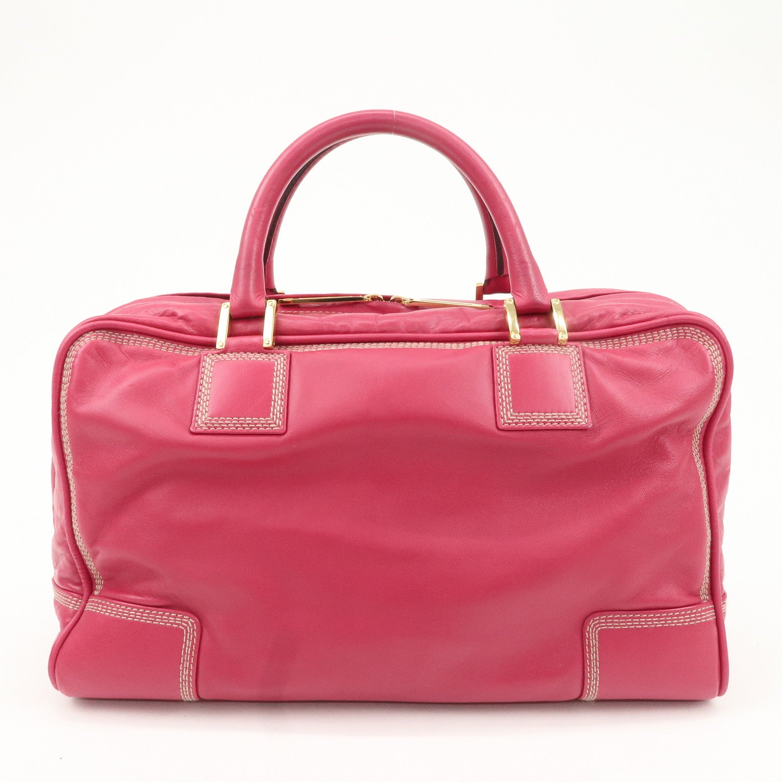 LOEWE Anaglam Amazone 35 Leather Hand Bag Boston Bag Pink Used