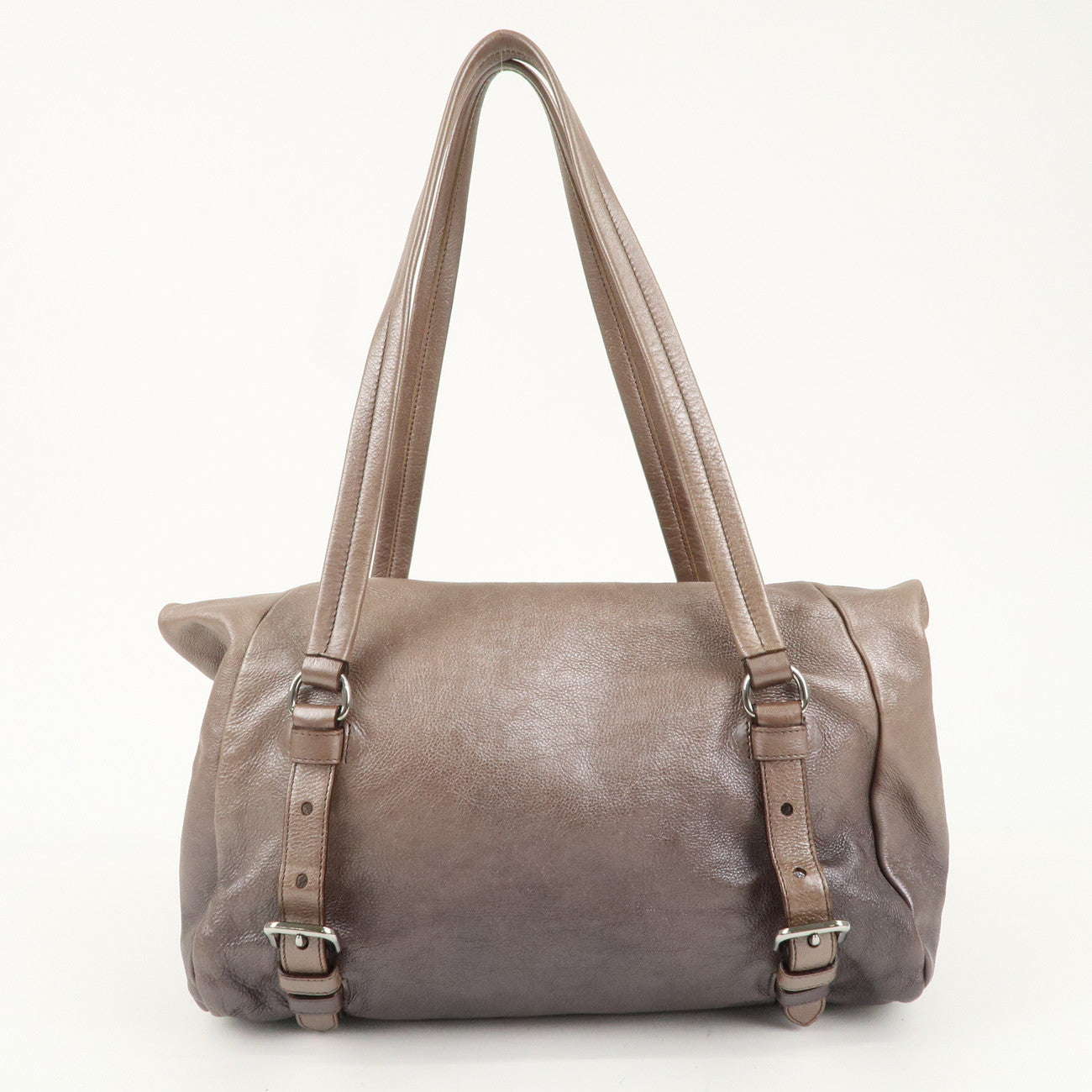 PRADA Leather Shouler Bag Metalic Brown Gradation