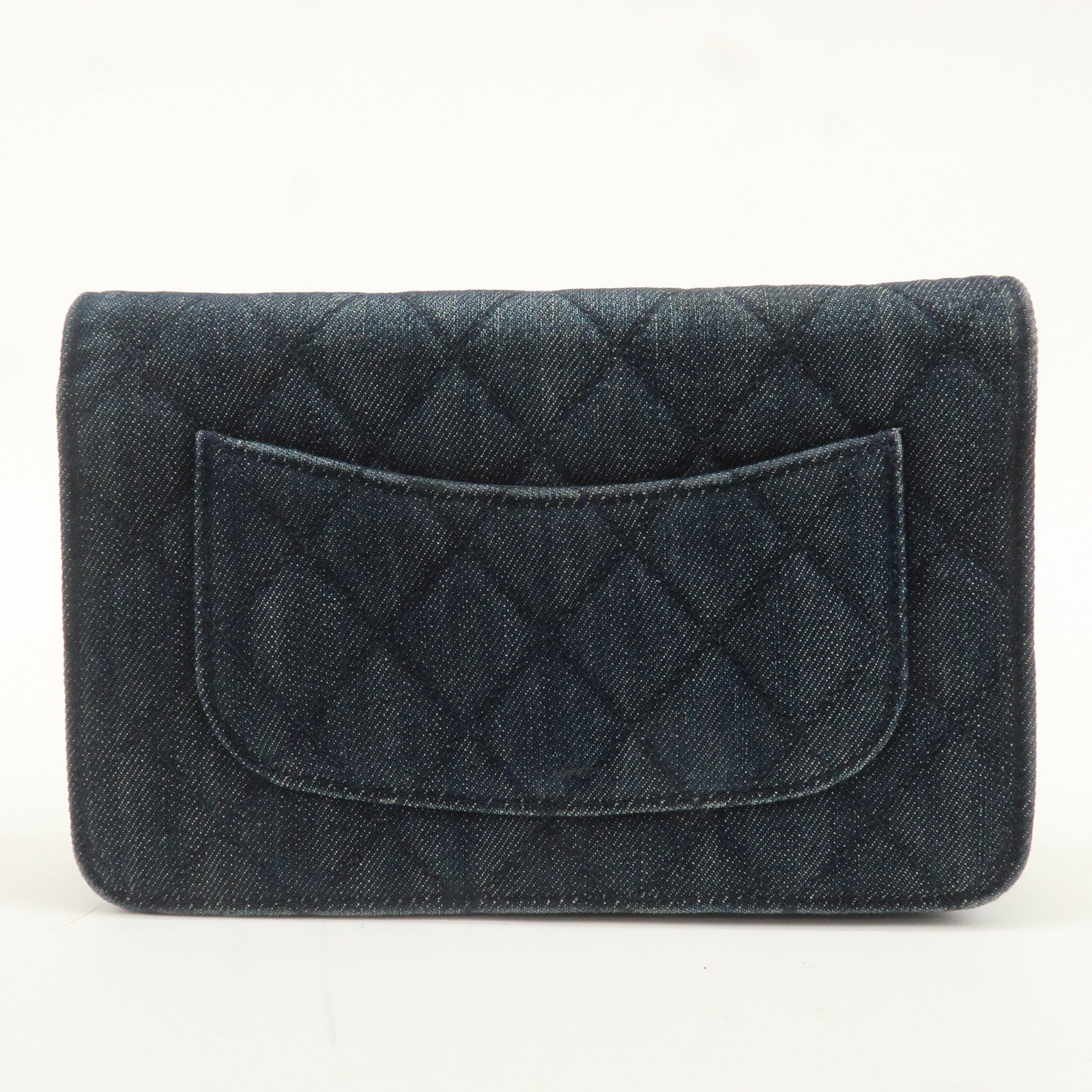 CHANEL 2.55 Denim Leather Chain Shoulder Wallet Blue A70328